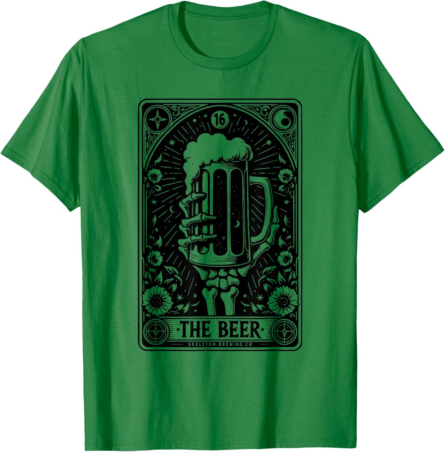 Tarot Card The Beer Beer Skeleton Beer Glass Tarot Cards T-Shirt - T-Shirt | Irish Green