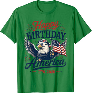Happy 250 Birthday America 1776 2026 Eagle Flag T-Shirt - T-Shirt | Irish Green
