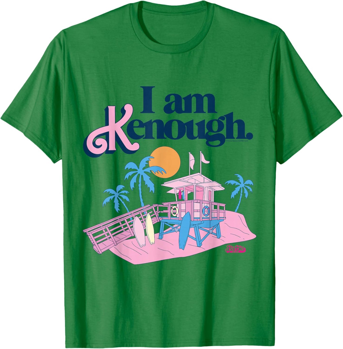 Barbie The Film I Am Kenough Lifeguard Stand , White T-Shirt - T-Shirt | Irish Green