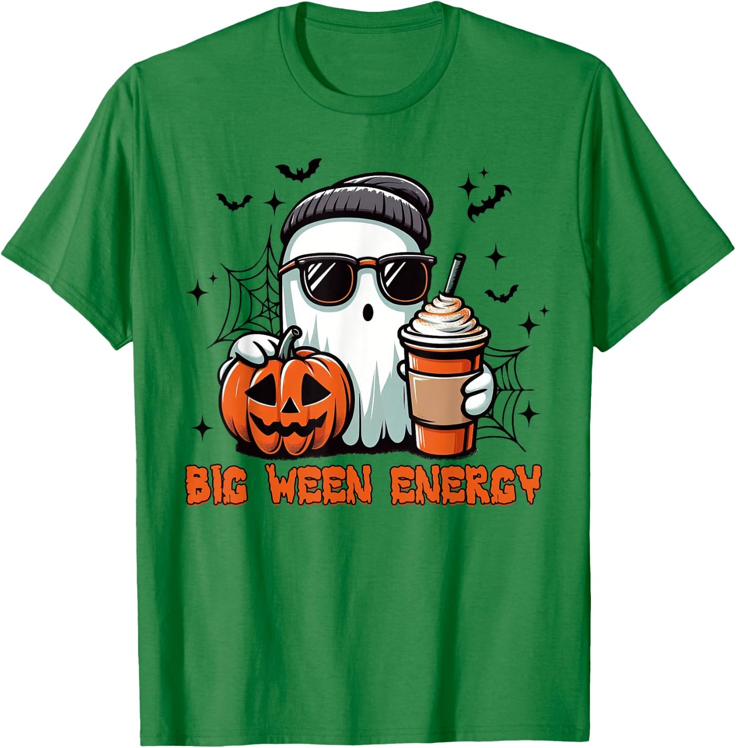 Big Ween Energy Ghost Sunglasses T-Shirt - T-Shirt | Irish Green