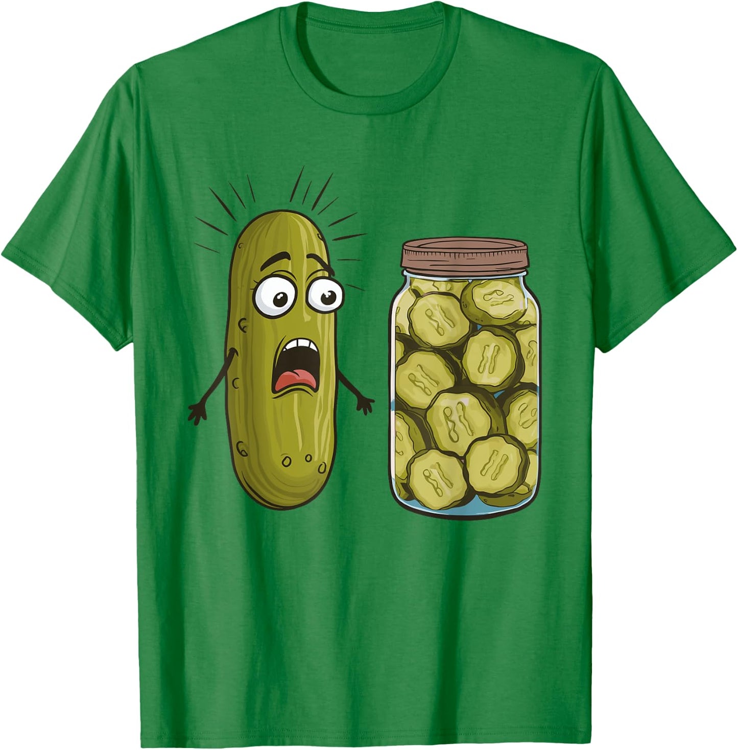 Funny Pickle Surprise A Cucumber And A Jar Of Sliced Pickles T-Shirt - T-Shirt | Irish Green