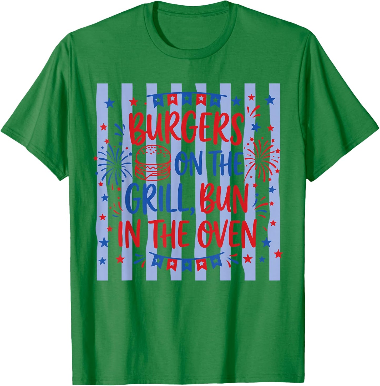 Retro Burgers On The Grill Bun in The Oven Pregnant T-Shirt - T-Shirt | Irish Green
