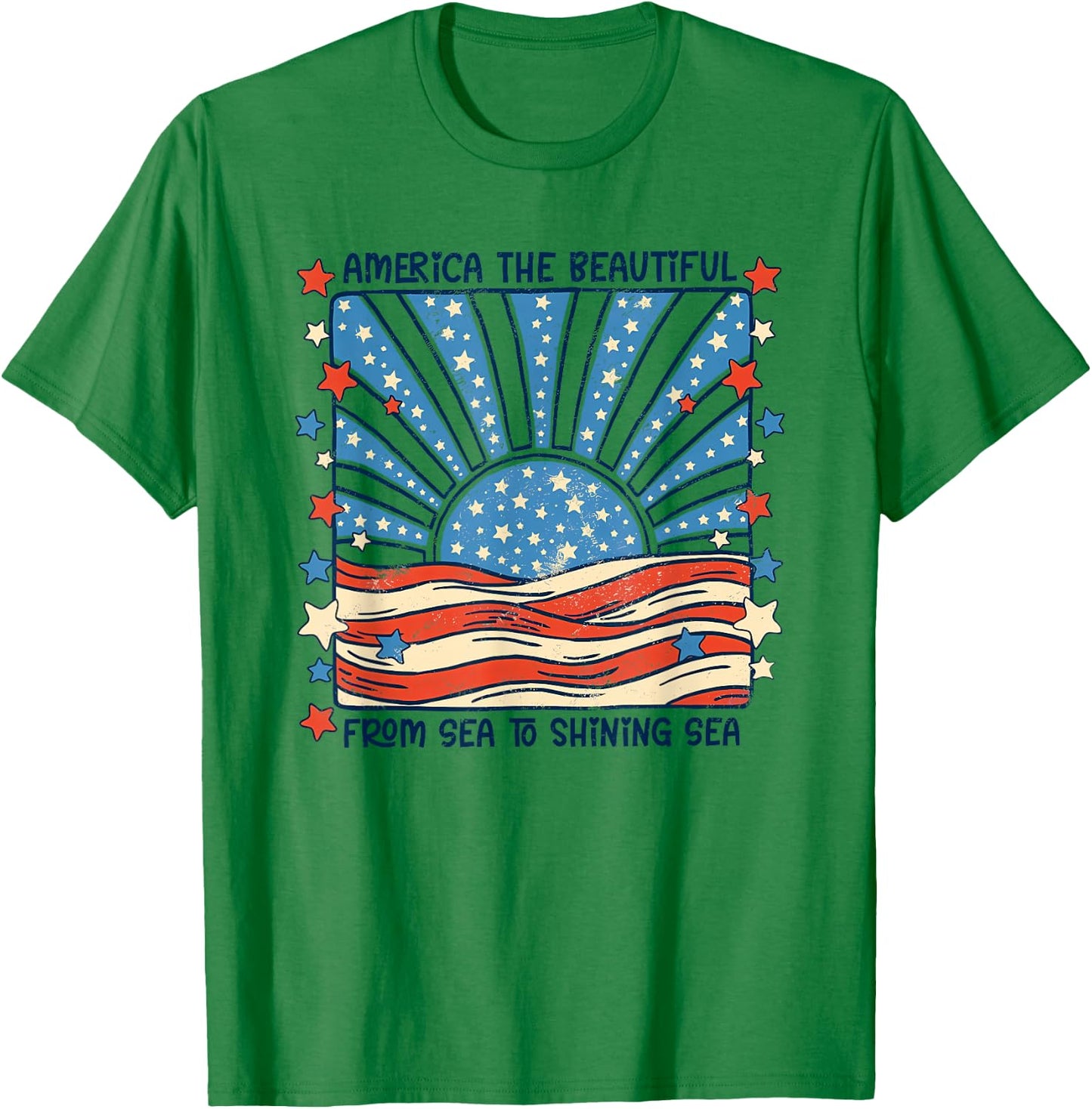 America the Beautiful from sea to Shining sea T-Shirt - T-Shirt | Irish Green