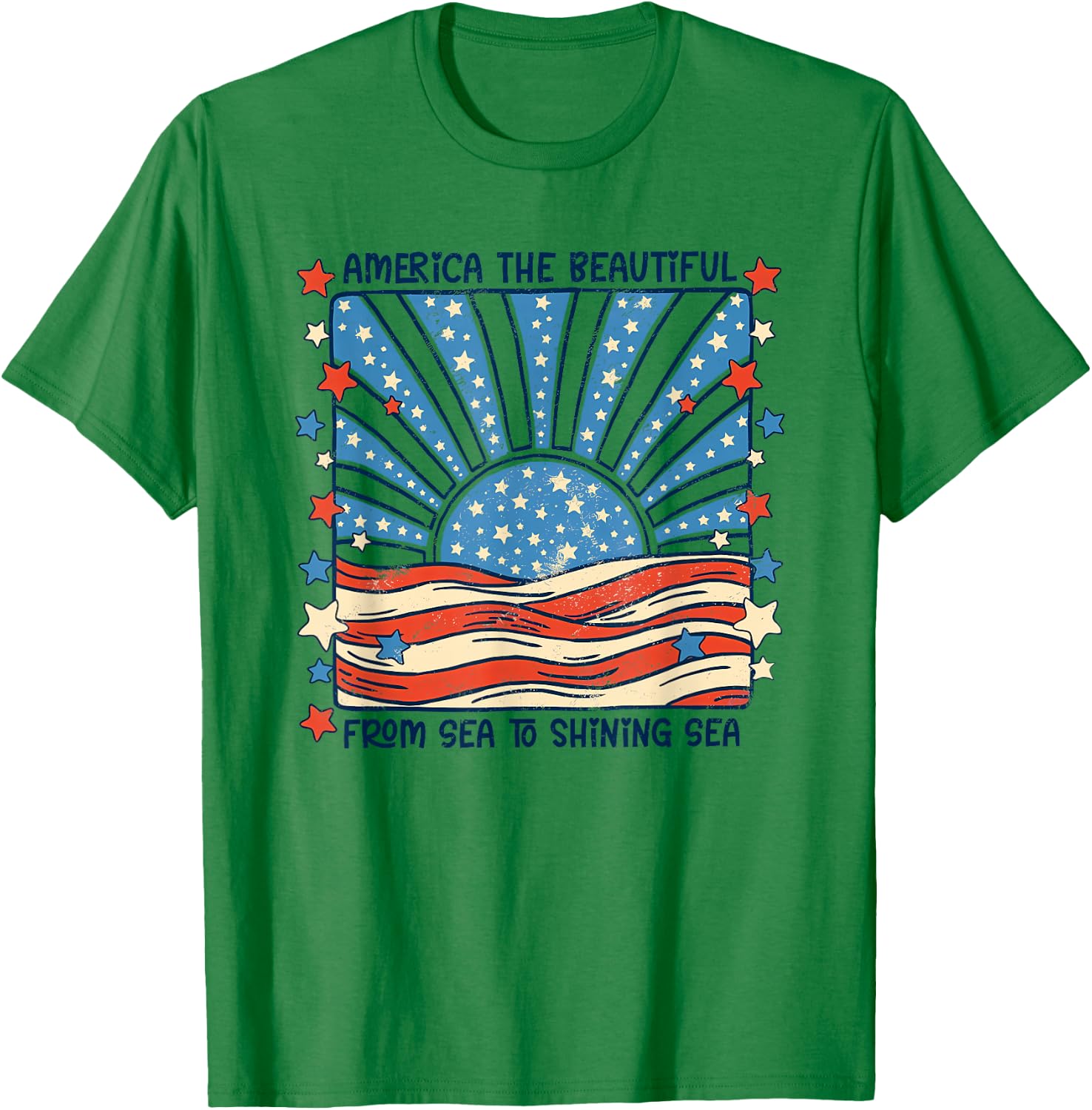 America the Beautiful from sea to Shining sea T-Shirt - T-Shirt | Irish Green