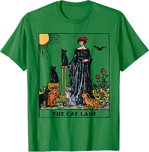 The Cat Lady Tarot Card Vintage Gothic Women Cat Mom T-Shirt - T-Shirt | Irish Green