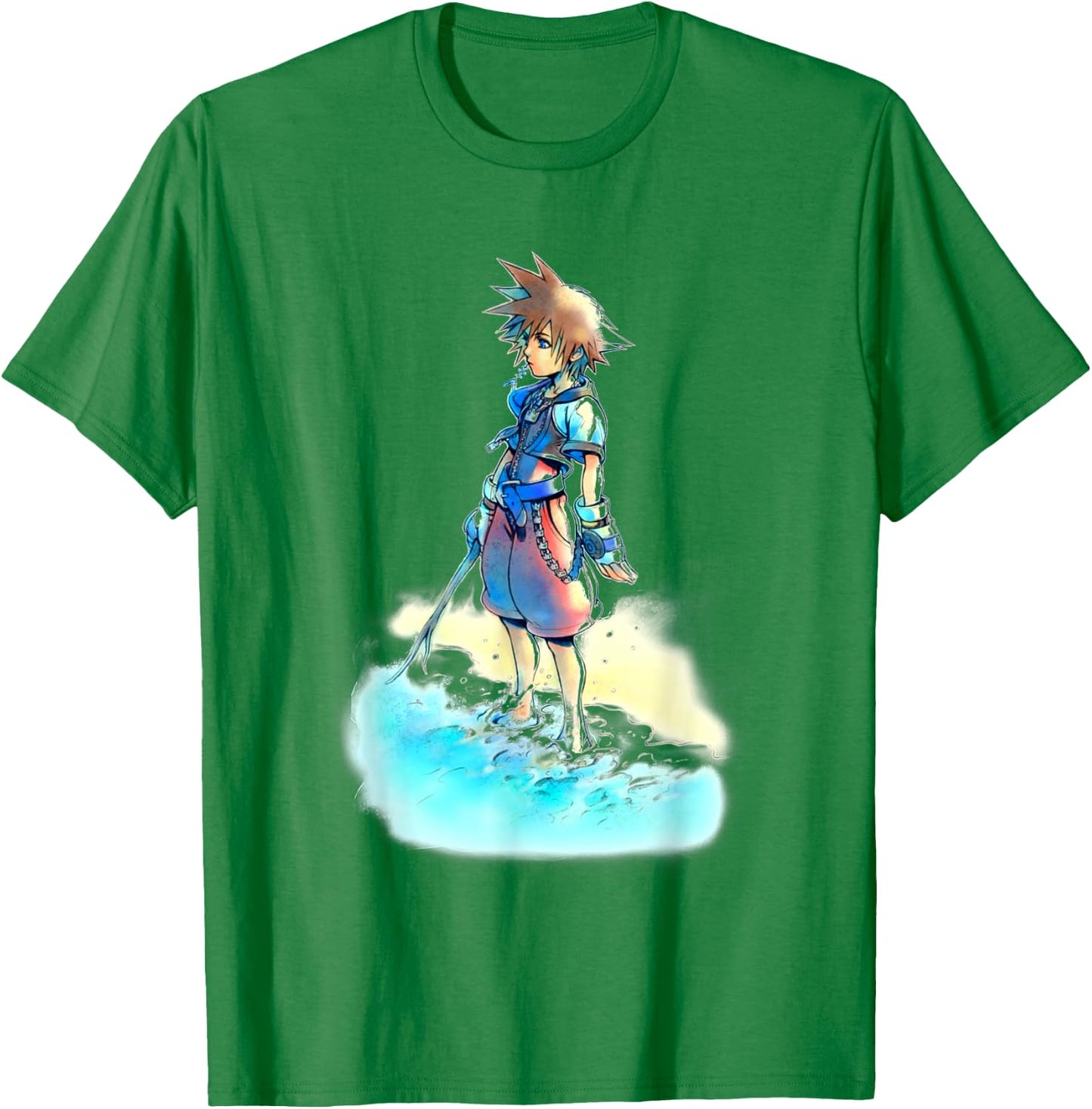 Disney Kingdom Hearts Sora Beach Sketch T-Shirt - T-Shirt | Irish Green