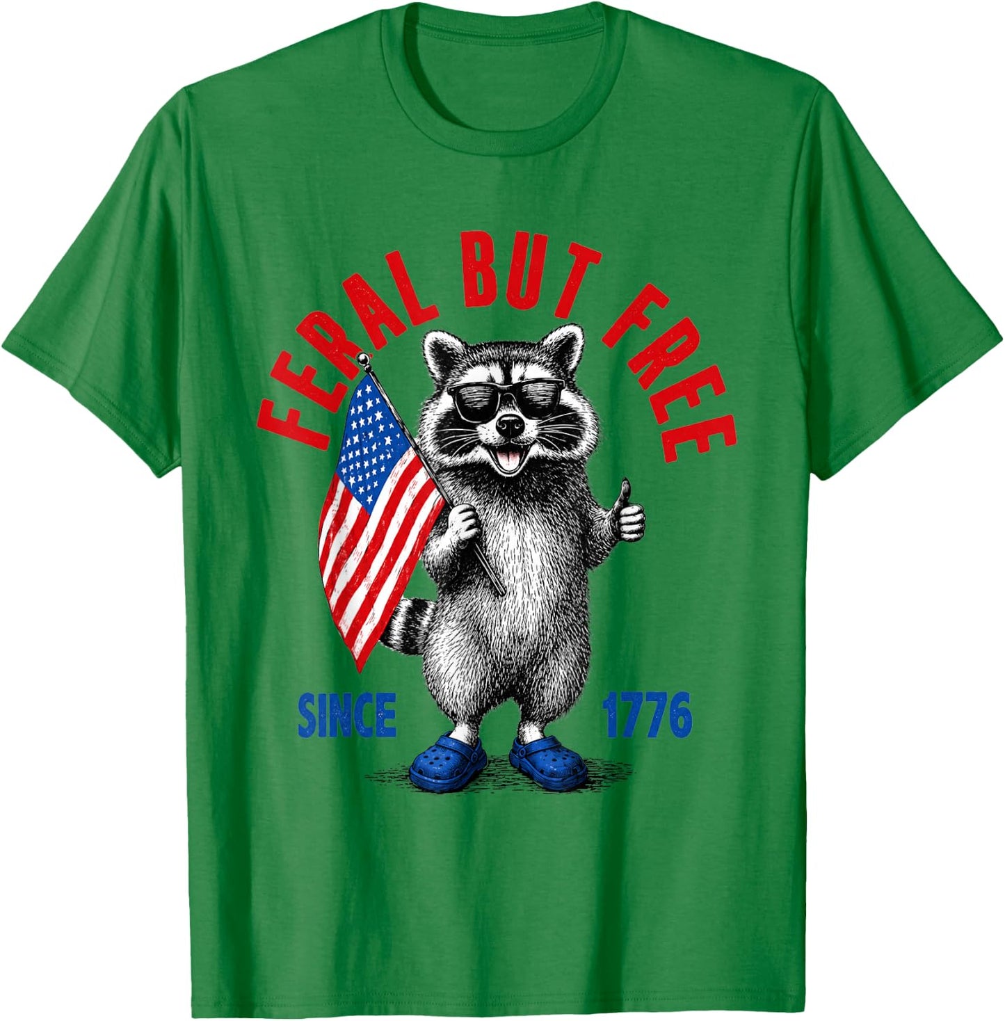 Trash Panda Freedom USA Flag Independence Day T-Shirt - T-Shirt | Irish Green