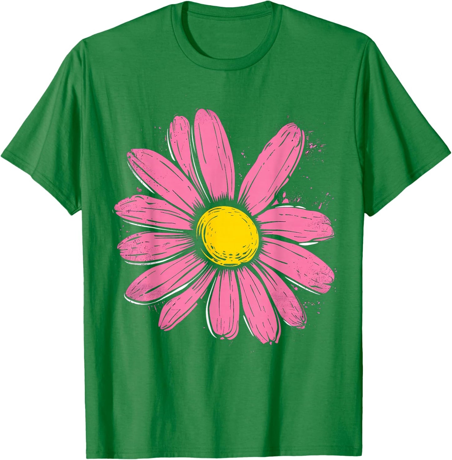 Pink Daisy Hippie Flower Daisy Garden Girls , White T-Shirt - T-Shirt | Irish Green