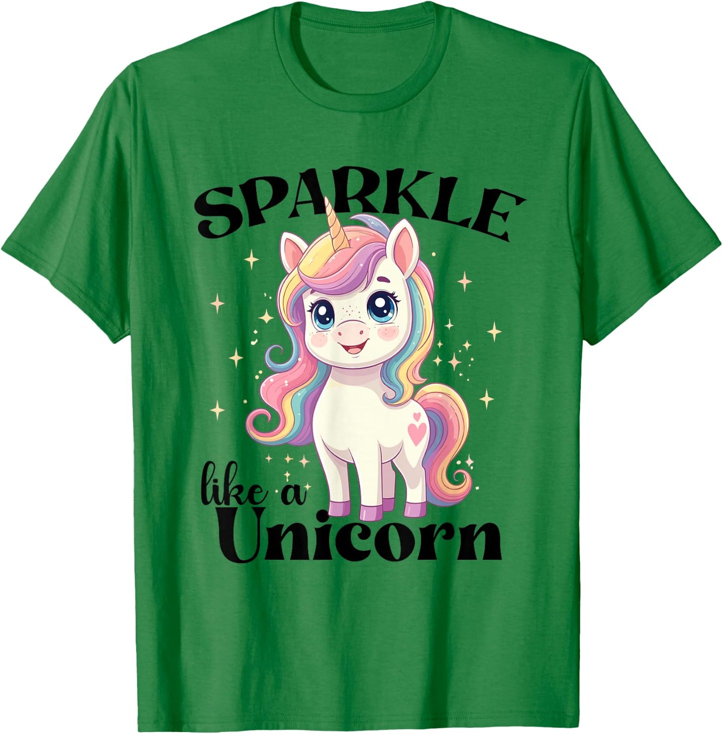 Cute Kawaii Sparkly Unicorn Pastel Magic Rainbow Fantasy T-Shirt - T-Shirt | Irish Green