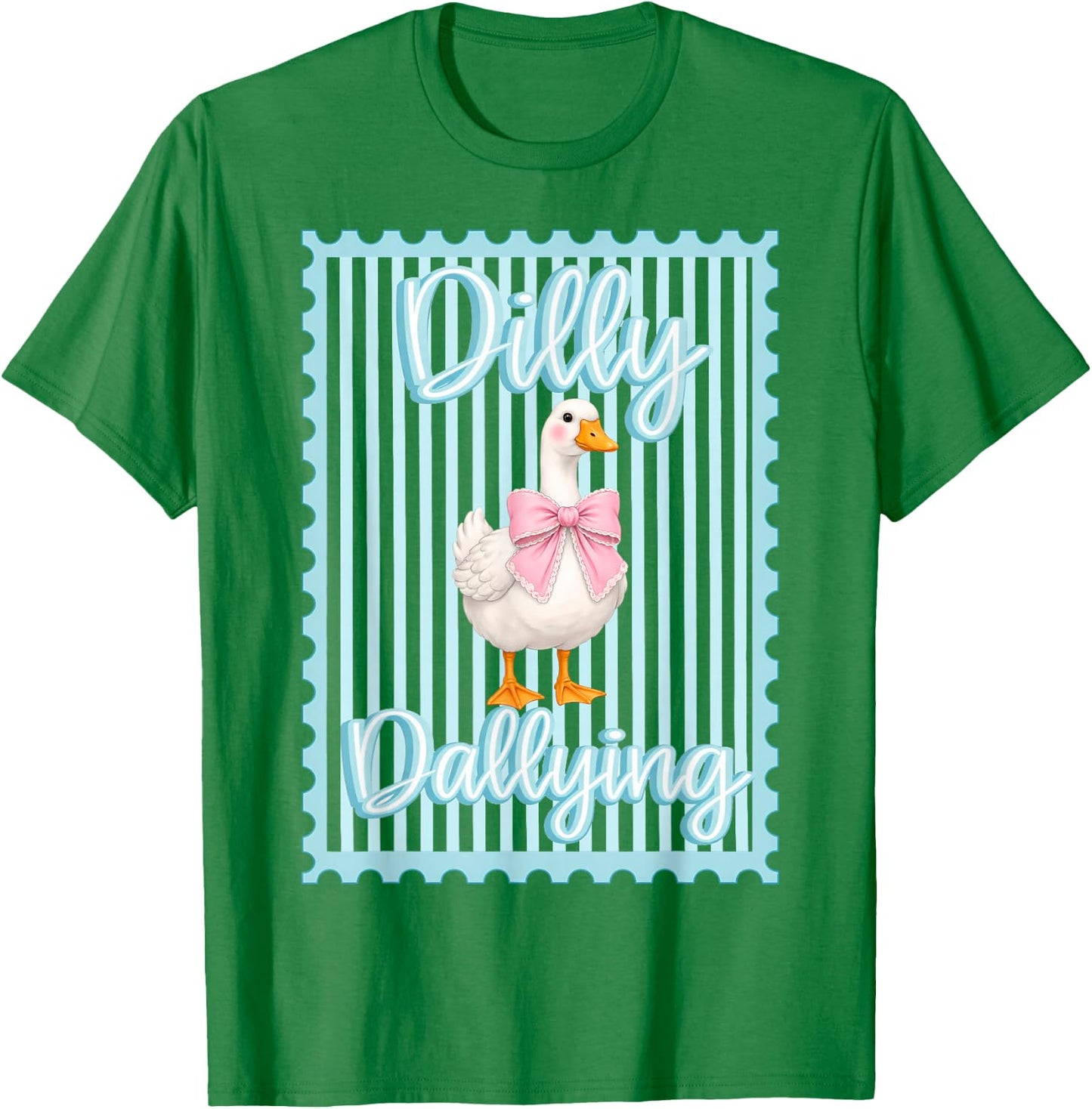Preppy Dilly Dally Goose Coquette Bow Silly Goose Girls T-Shirt - T-Shirt | Irish Green