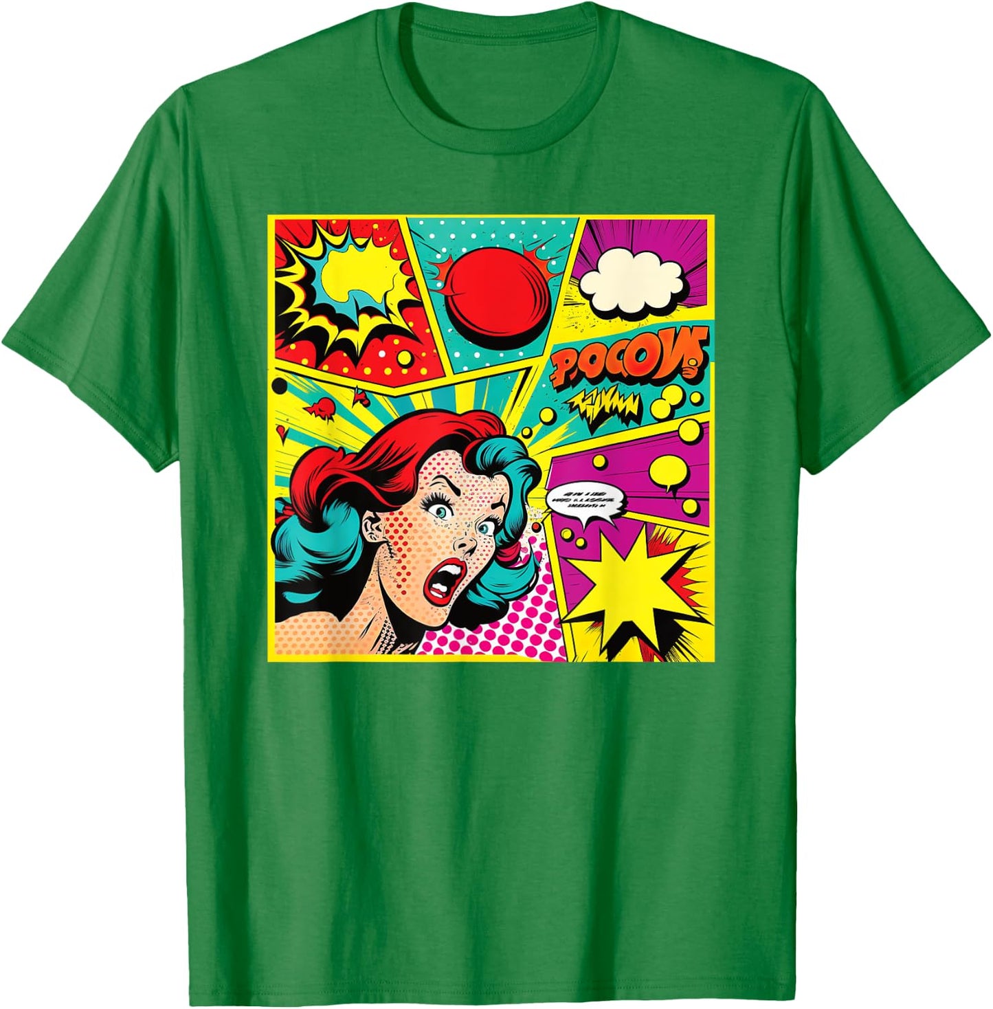 Funny Retro Comic Pop Art Shirt Fun Cartoon Comics Manga , White T-Shirt - T-Shirt | Irish Green
