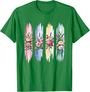 Coquette Brushstroke Summer Flower Floral Wildflower T-Shirt - T-Shirt | Irish Green