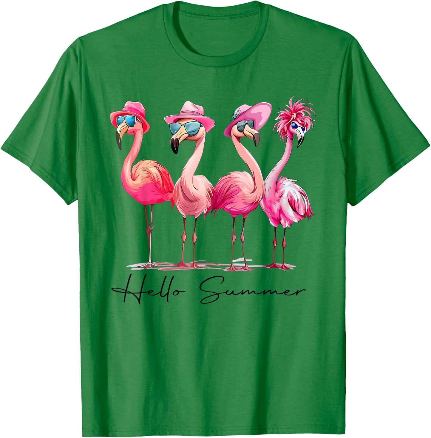 Flamingo Pink Palm Tree Tropical Beach Summer Vacation Women T-Shirt - T-Shirt | Irish Green