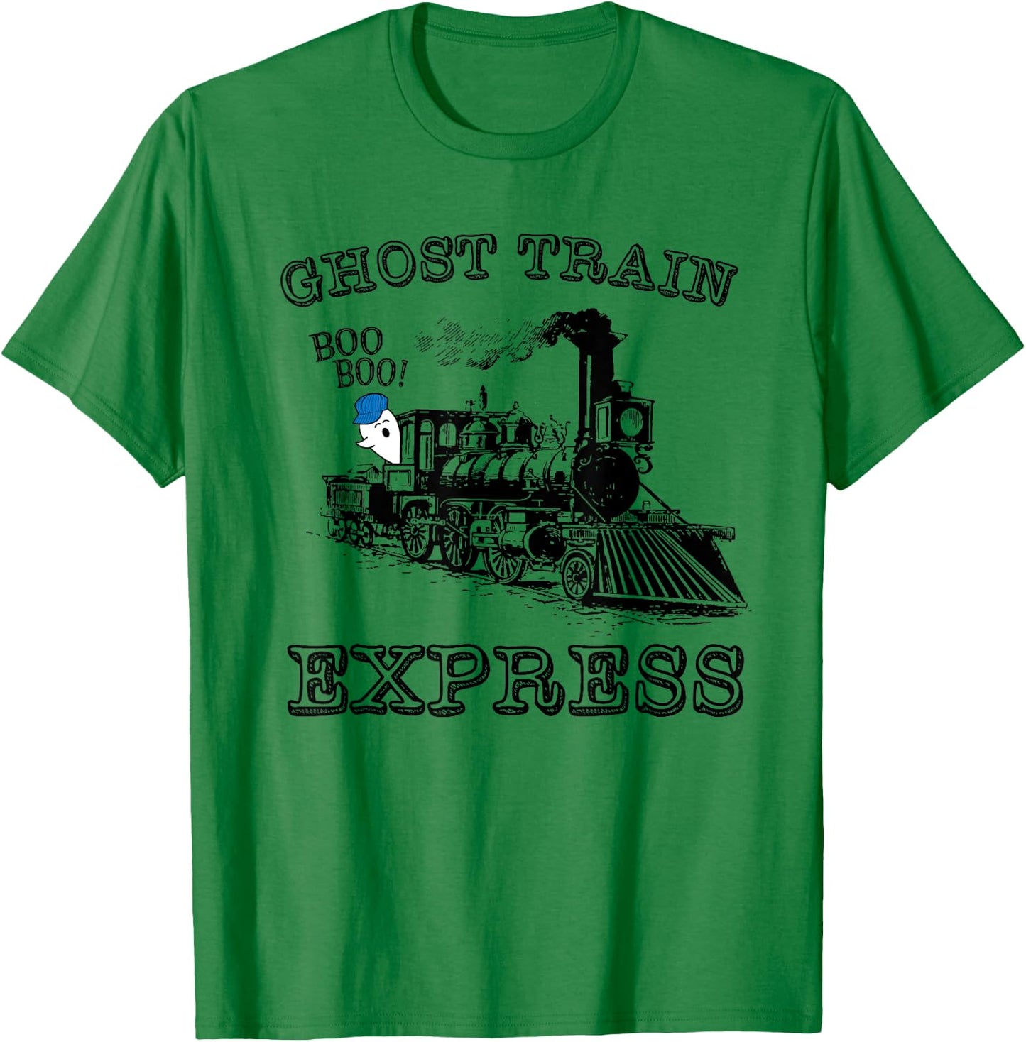 Halloween Ghost Train Express Boo Choo Funny Kids Boy Girl T-Shirt - T-Shirt | Irish Green