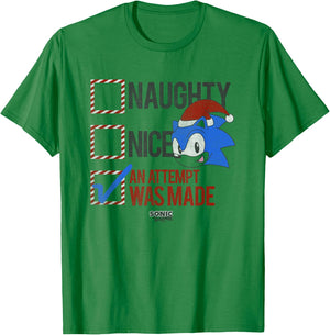 Sonic The Hedgehog Christmas Santa List An Attempt Was Made T-Shirt - T-Shirt | Irish Green