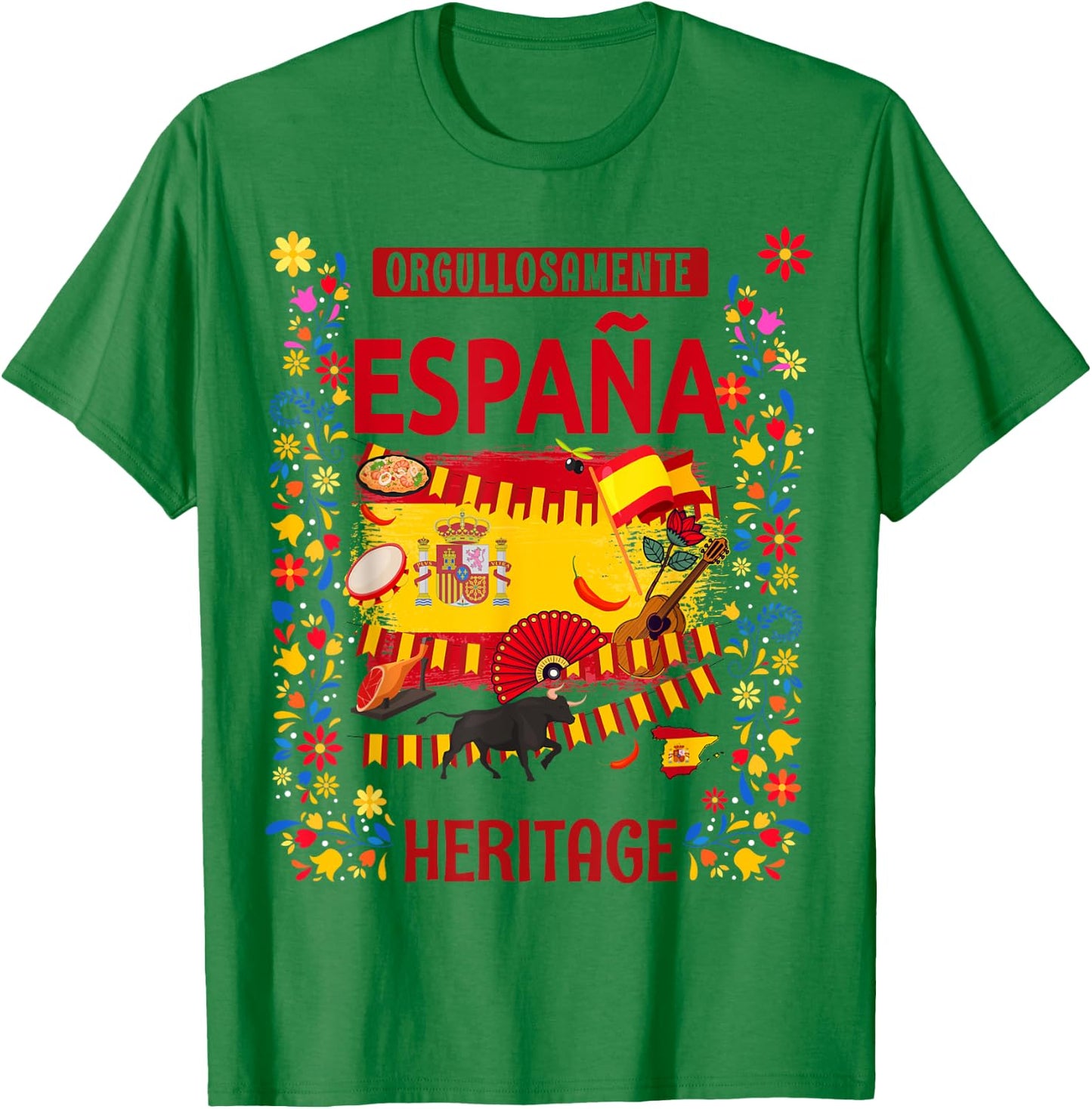 Spanish Flag Outfit Idea , Spanish Flag and Spanish , white, S T-Shirt - T-Shirt | Irish Green