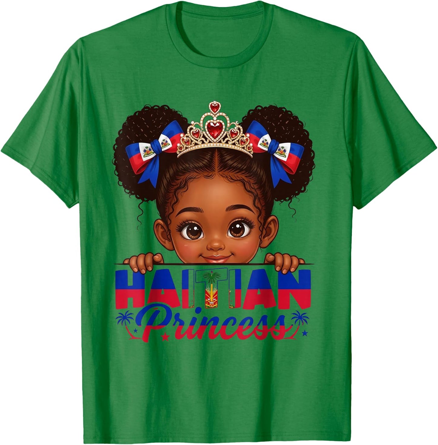 Haitian Princess Haiti Flag Day Melanin Girls Kids Toddlers T-Shirt - T-Shirt | Irish Green