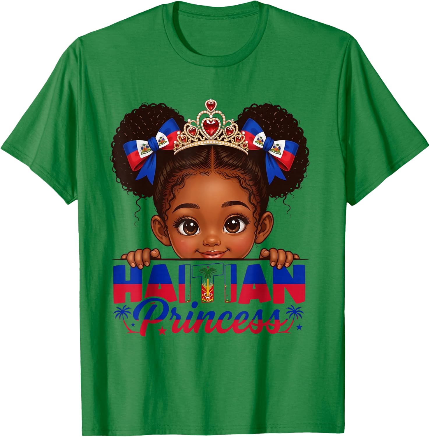 Haitian Princess Haiti Flag Day Melanin Girls Kids Toddlers T-Shirt - T-Shirt | Irish Green