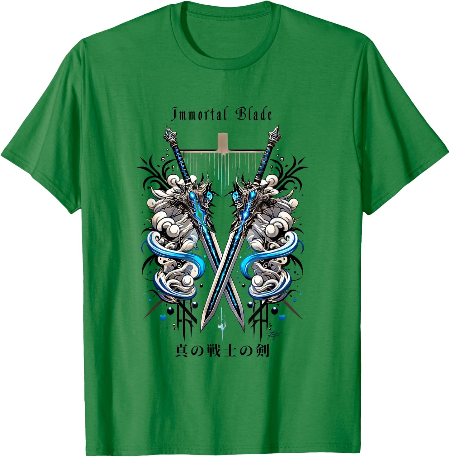 Immortal Blade in Japanese Anime retro vaporwave aesthetic T-Shirt - T-Shirt | Irish Green