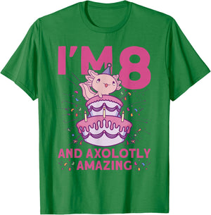 I'm 8 bday Axolotl party cute 8th Birthday Kids Axolotl T-Shirt - T-Shirt | Irish Green