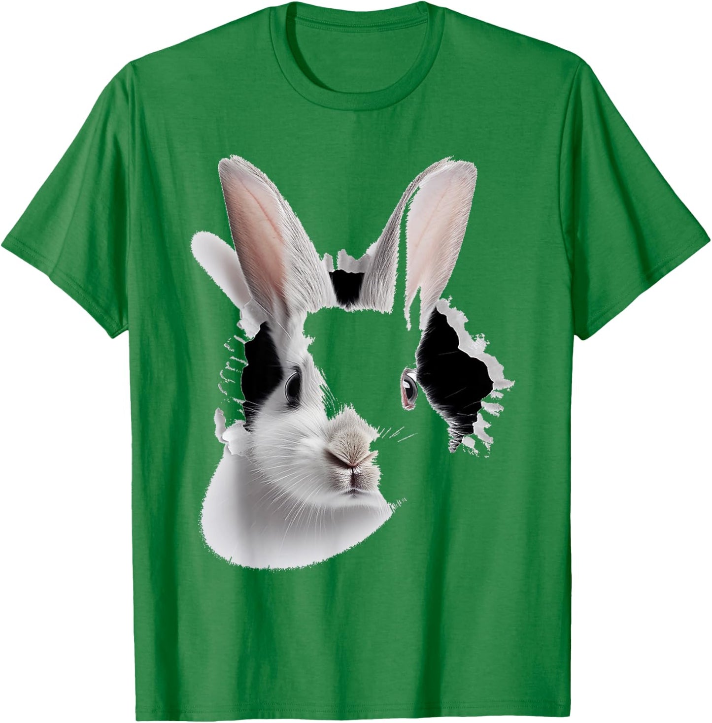 Rabbit Print Animal Pattern Drawing Art Face Rabbit , white, S T-Shirt - T-Shirt | Irish Green