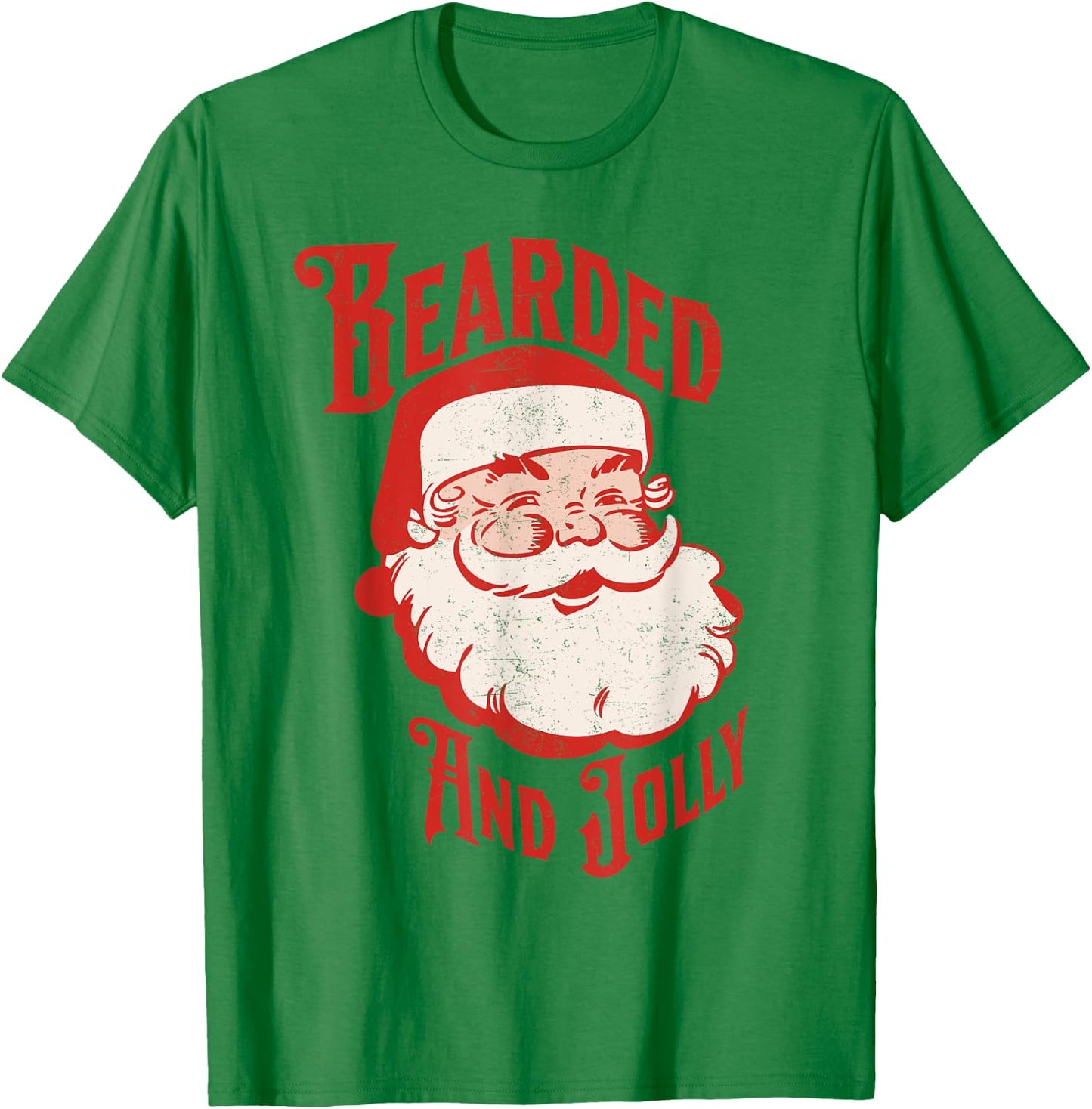 Bearded And Vintage Jolly Funny Santa Christmas Men Apparel T-Shirt - T-Shirt | Irish Green