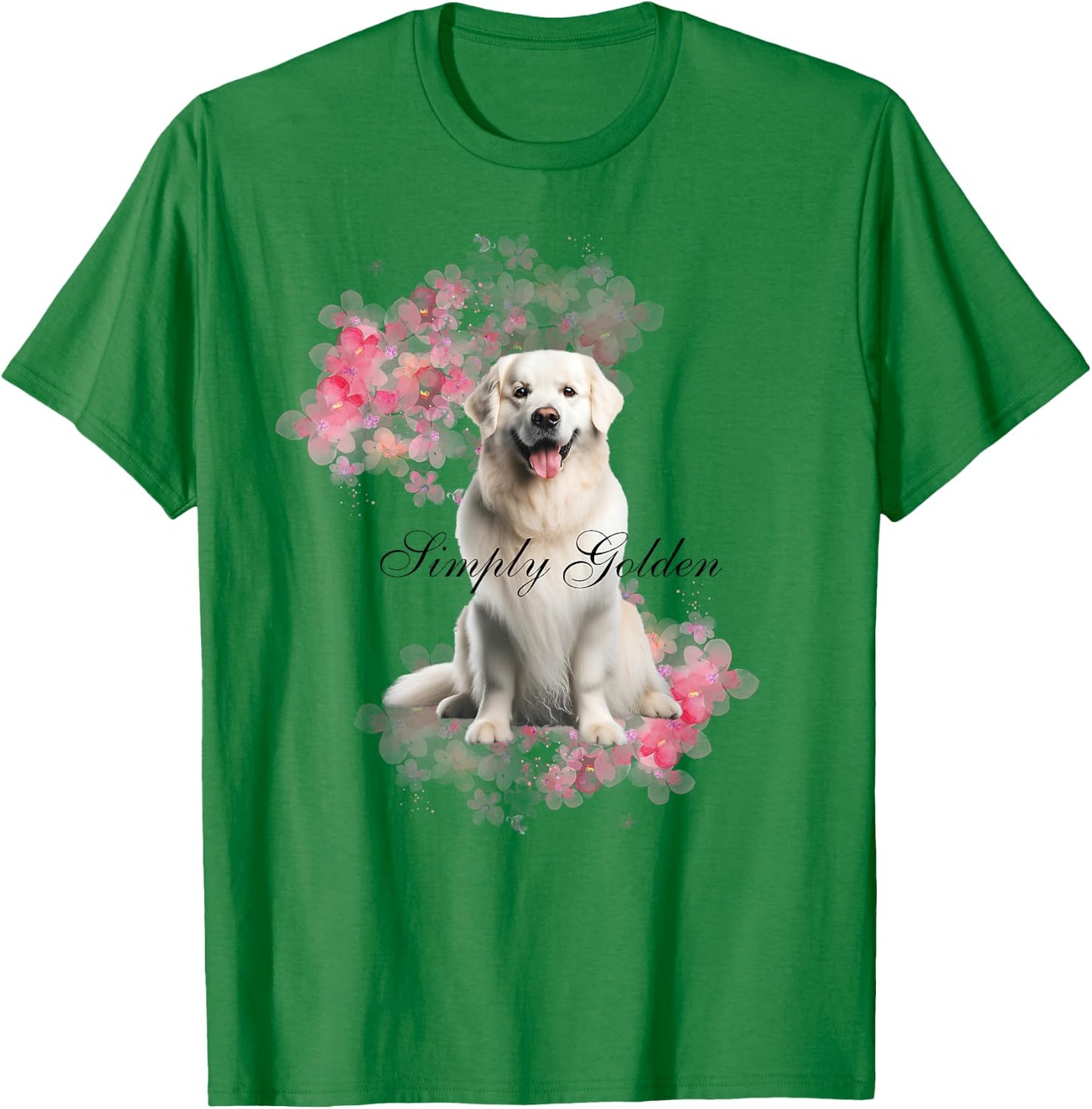 White English Cream Golden Retriever Kids Simply Golden T-Shirt - T-Shirt | Irish Green