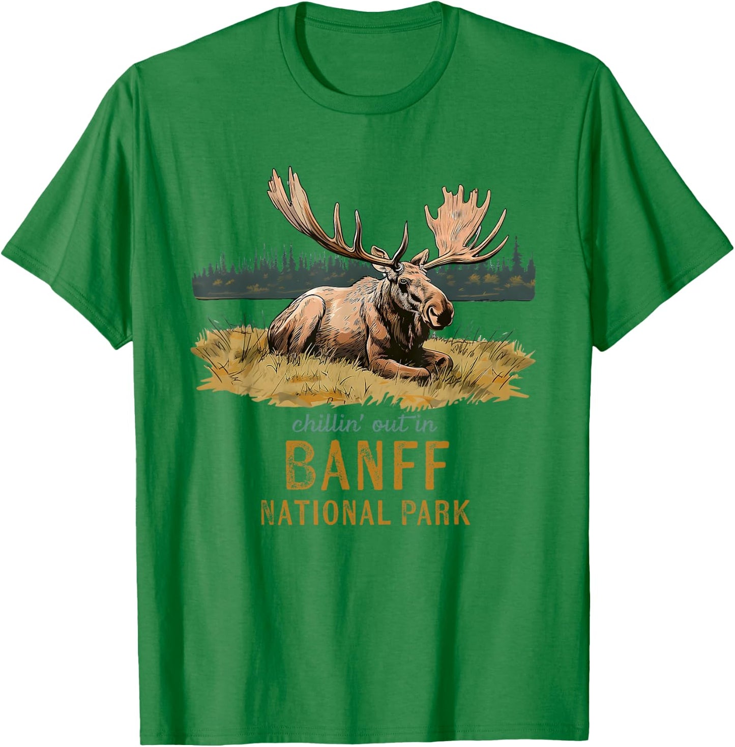 Chillin' Out In Banff National Park Alberta Moose Souvenir T-Shirt - T-Shirt | Irish Green