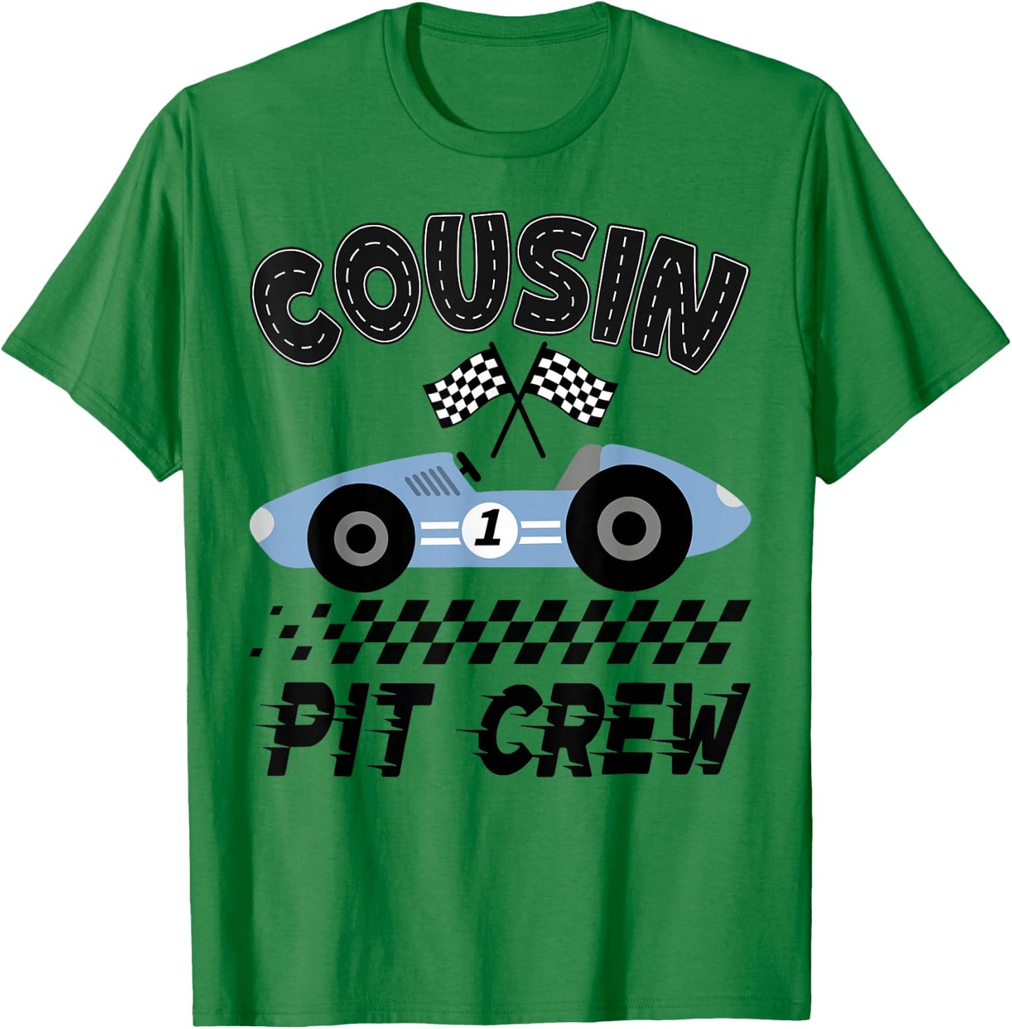 Cousin Pit Crew Race Car Birthday Boy Racing Family T-Shirt - T-Shirt | Irish Green