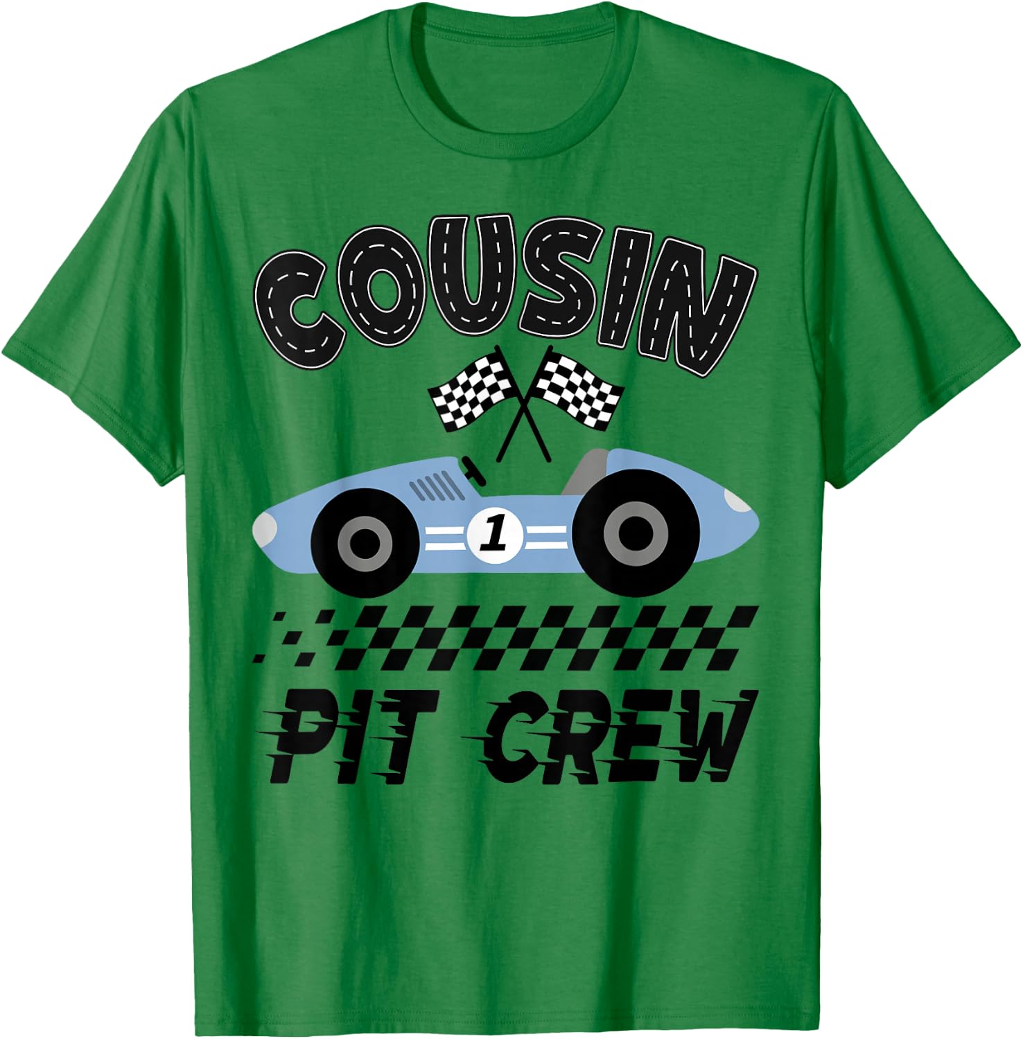 Cousin Pit Crew Race Car Birthday Boy Racing Family T-Shirt - T-Shirt | Irish Green