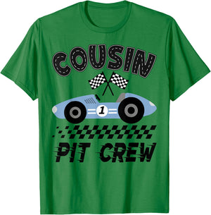 Cousin Pit Crew Race Car Birthday Boy Racing Family T-Shirt - T-Shirt | Irish Green