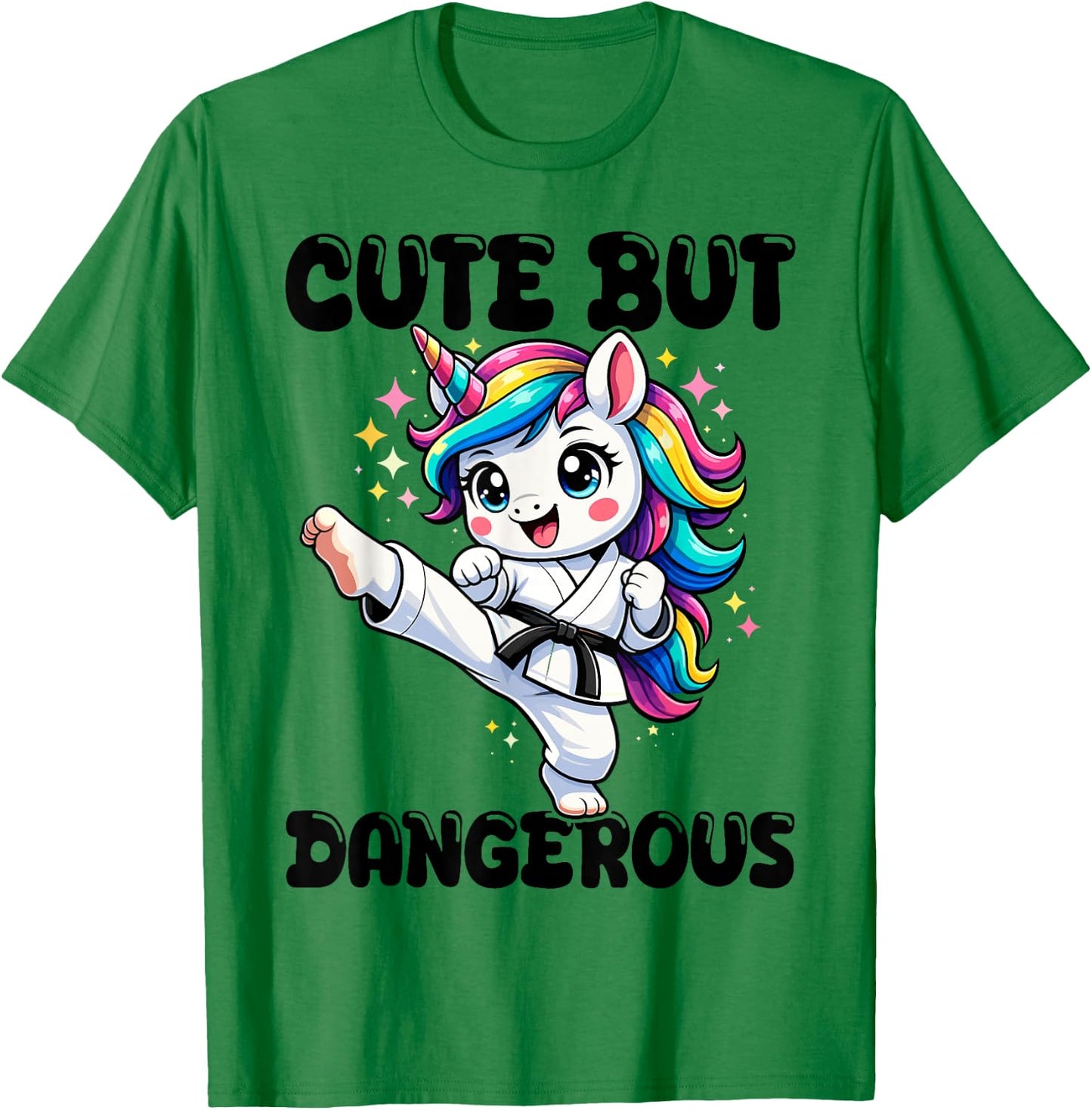 Cute but Dangerous Karate Taekwondo Unicorn Karate Girl T-Shirt - T-Shirt | Irish Green