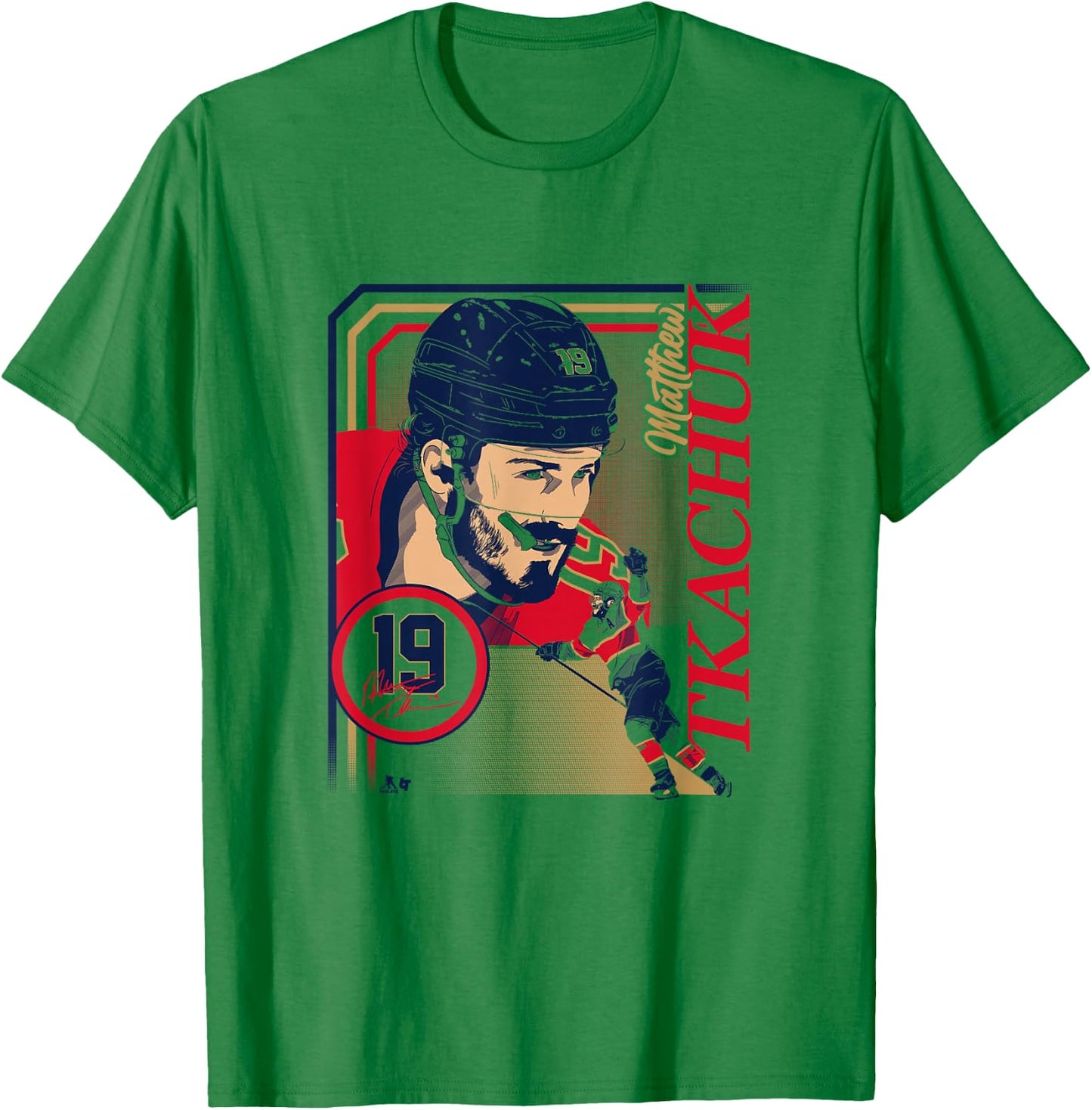 Matthew Tkachuk: Collage Frame - Florida Hockey T-Shirt - T-Shirt | Irish Green