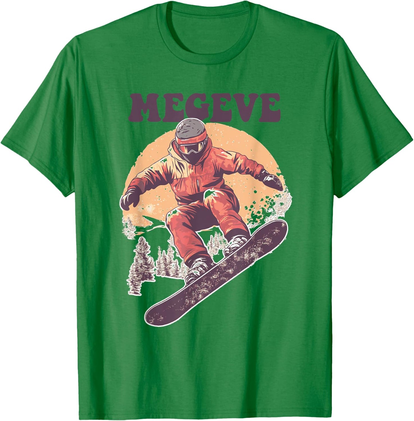 Snowboard Retro Megève France , white, S T-Shirt - T-Shirt | Irish Green