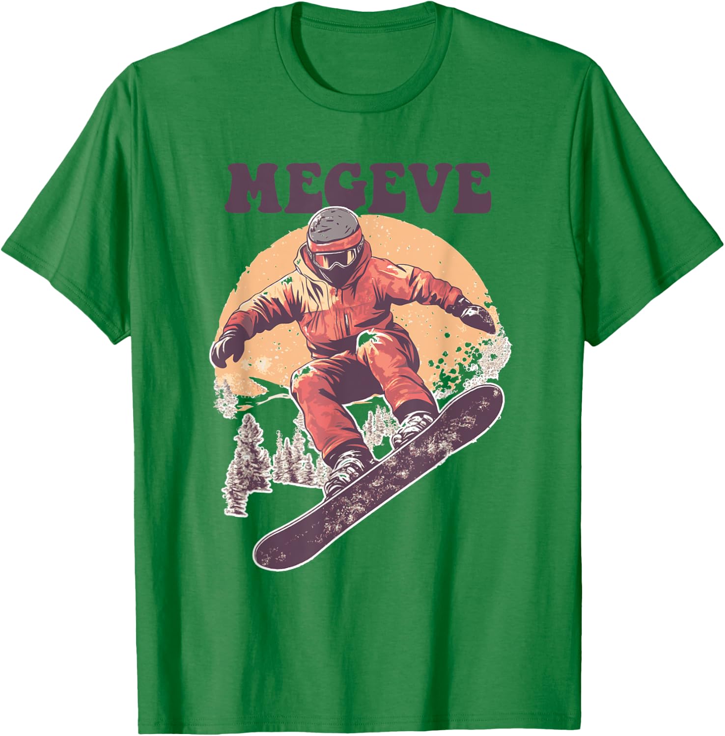 Snowboard Retro Megève France , white, S T-Shirt - T-Shirt | Irish Green
