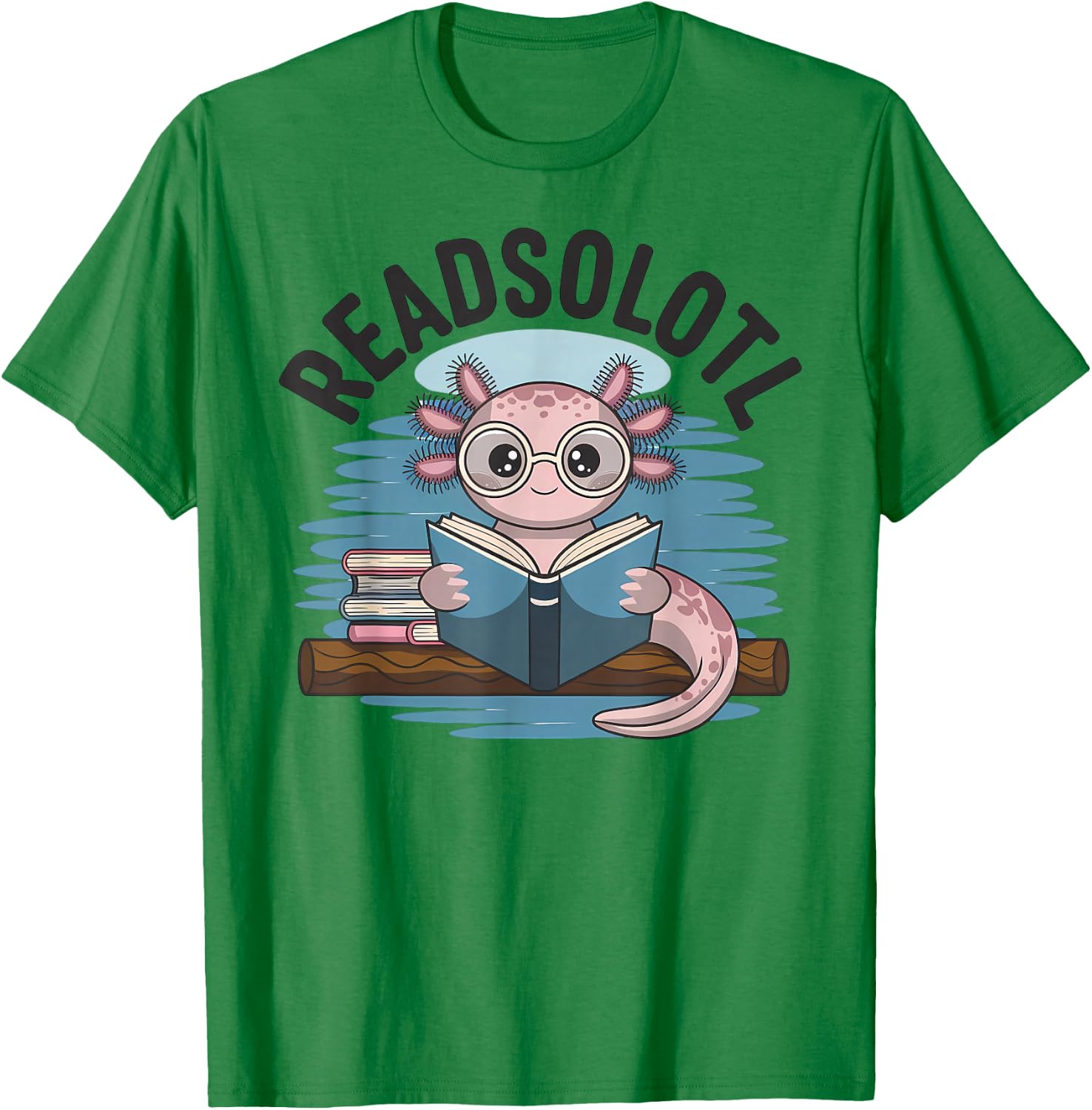 Readsolotl Funny Book Lover Reading Axolotl Kids Reader T-Shirt - T-Shirt | Irish Green