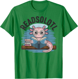 Readsolotl Funny Book Lover Reading Axolotl Kids Reader T-Shirt - T-Shirt | Irish Green