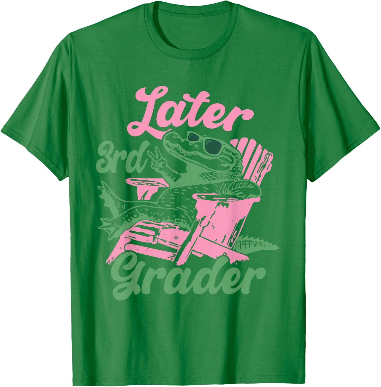 Later 3rd Grader Alligator Meme Happy Last Day of School T-Shirt - T-Shirt | Irish Green