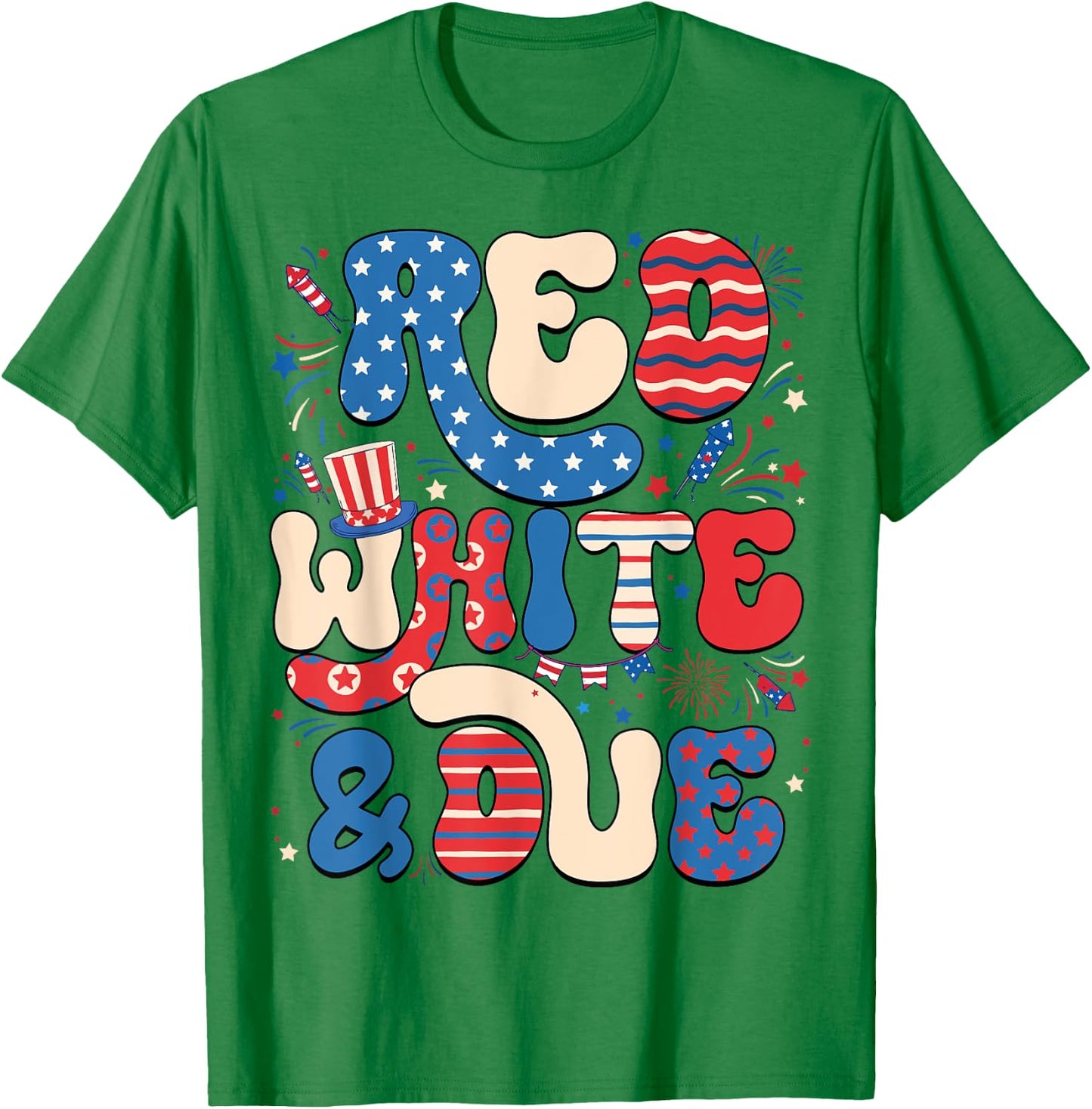 Red White And Due Retro Cute 4th Of July Pregnancy Patriotic T-Shirt - T-Shirt | Irish Green