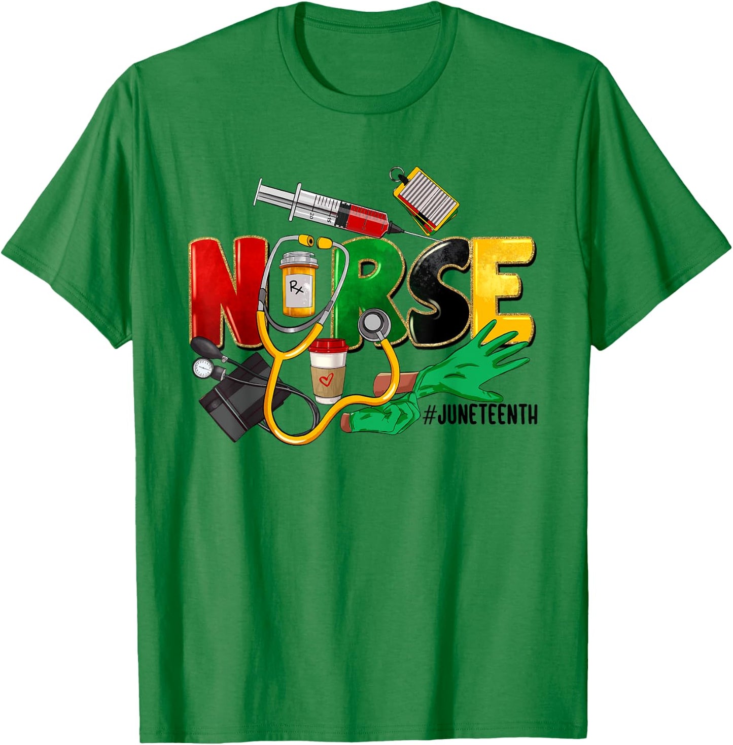 Juneteenth Nurse Black Women Black History Month Nursing T-Shirt - T-Shirt | Irish Green