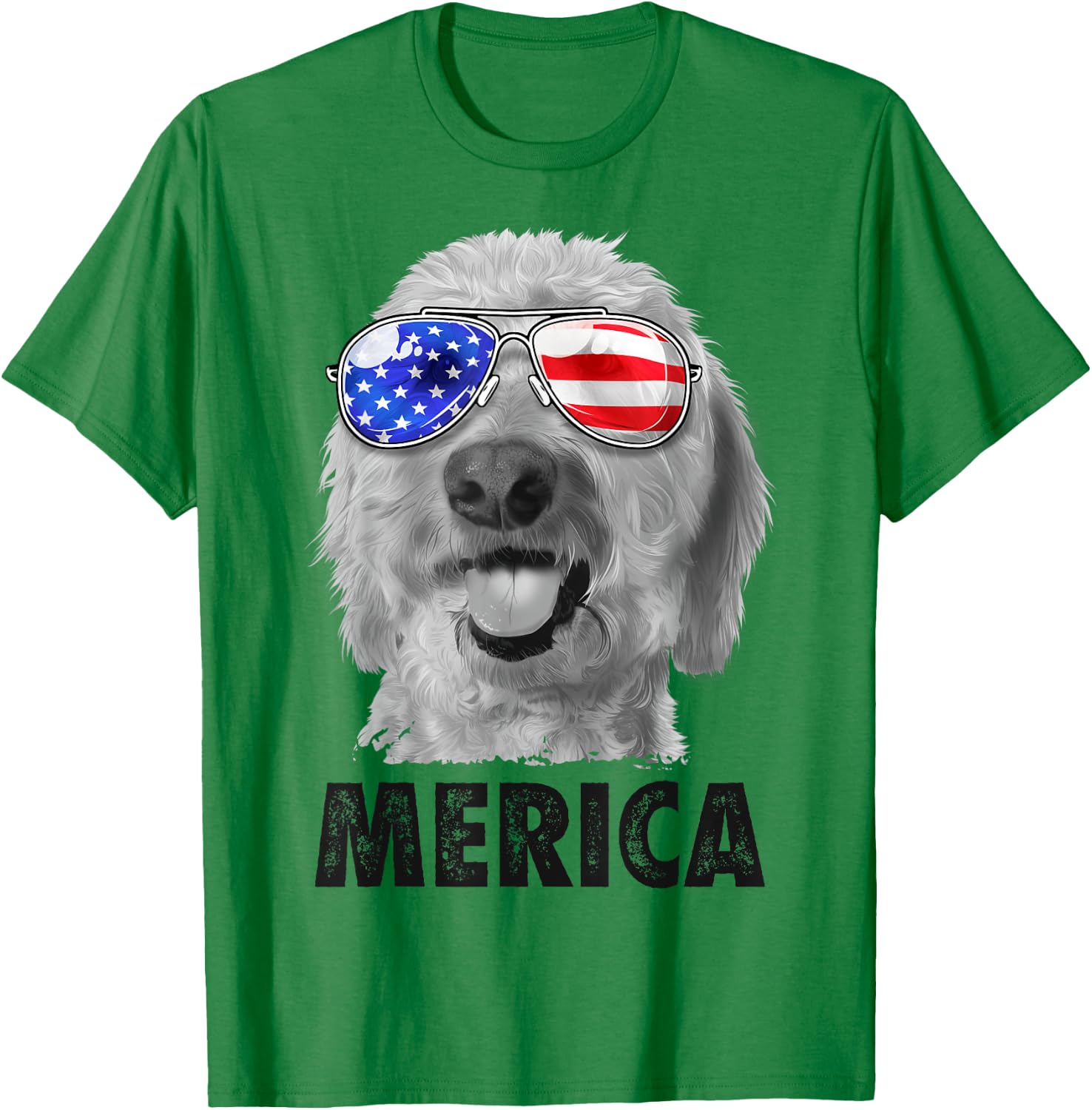 Goldendoodle Doodle 4th of July Merica Men USA American Flag T-Shirt - T-Shirt | Irish Green