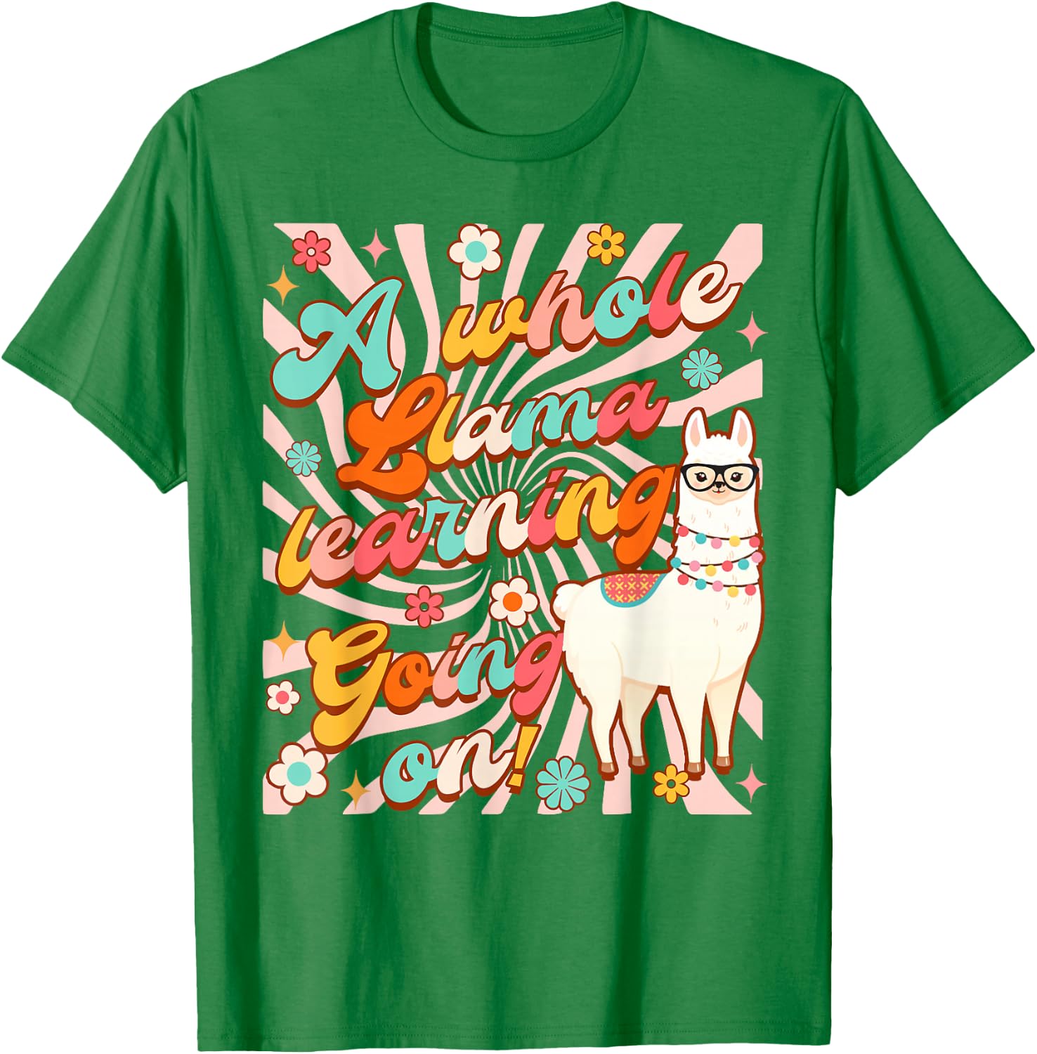 Llama Alpaca Teacher Teaching Whole Llama Learning Going On T-Shirt - T-Shirt | Irish Green