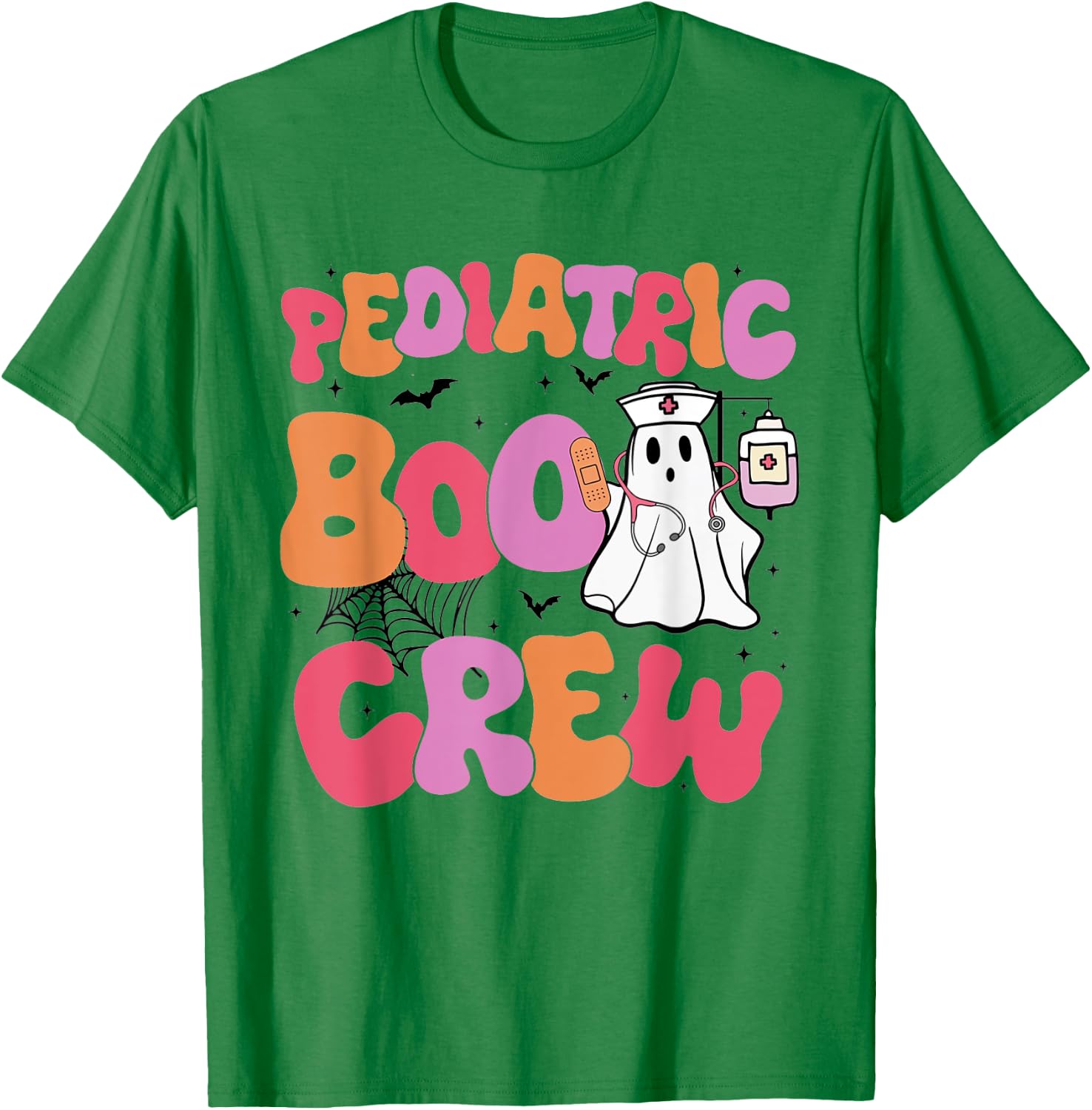 Pediatric Boo Crew Retro Halloween Ghosts Peds Nurse T-Shirt - T-Shirt | Irish Green