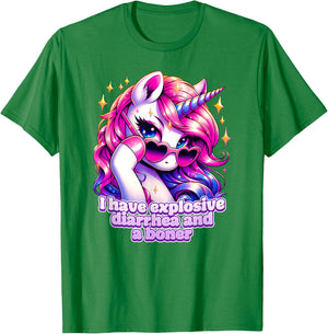 I have explosive diarrhea and a boner Funny inappropriate T-Shirt - T-Shirt | Irish Green
