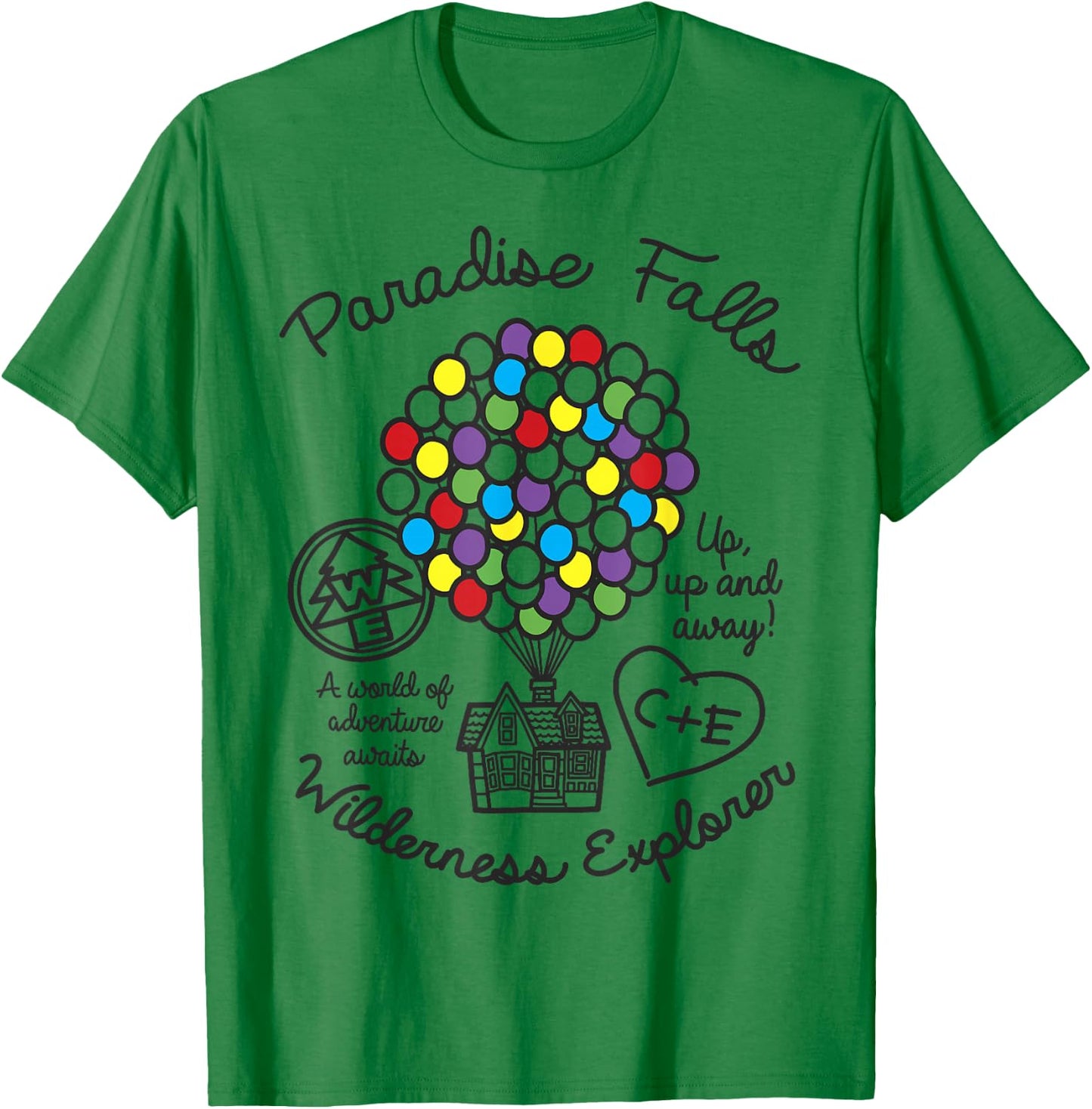 Disney Pixar Up Paradise Falls Wilderness Explorer Balloons T-Shirt - T-Shirt | Irish Green