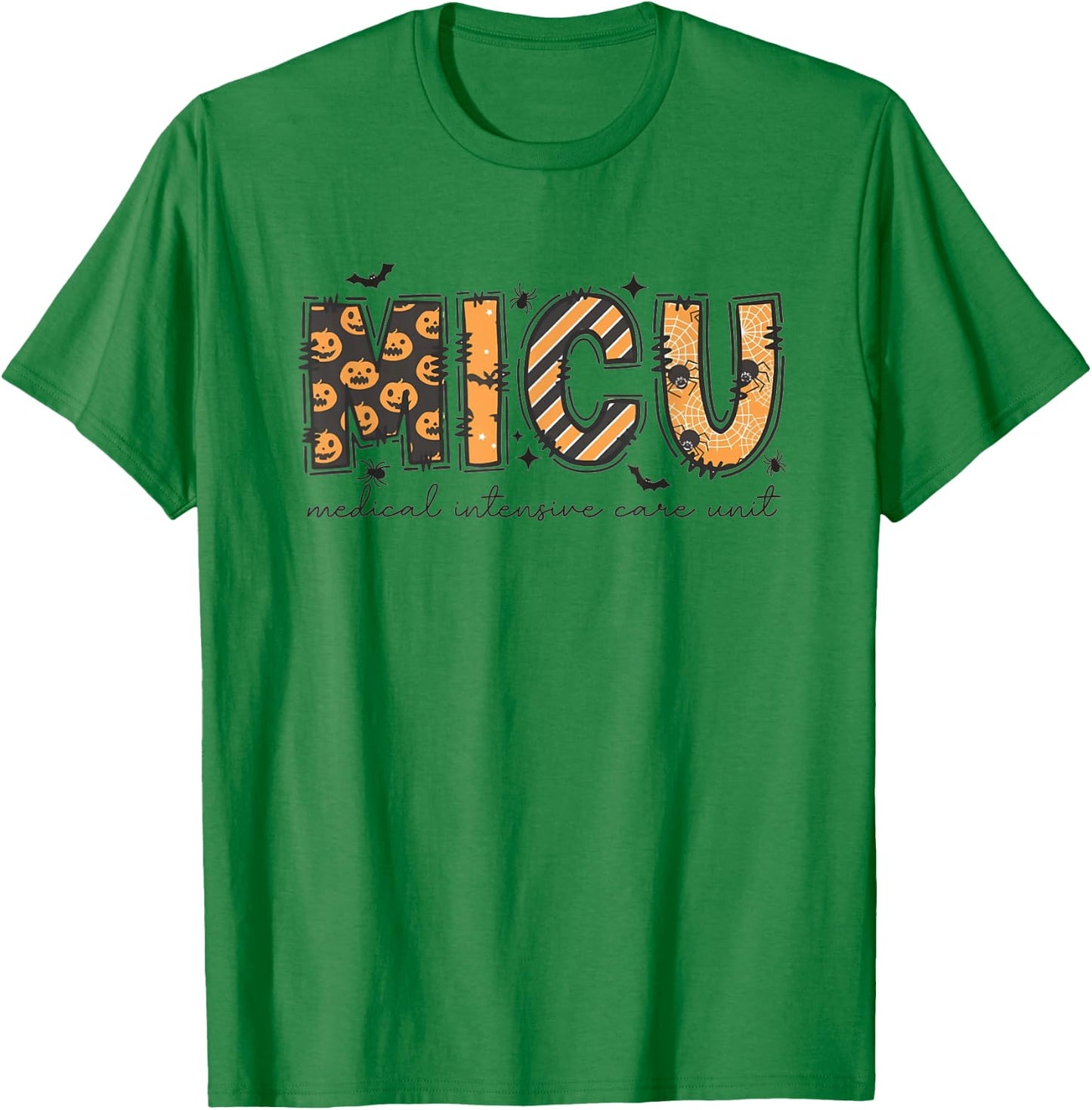 MICU Nurse Halloween Spooky Ghost Medical Intensive Care T-Shirt - T-Shirt | Irish Green