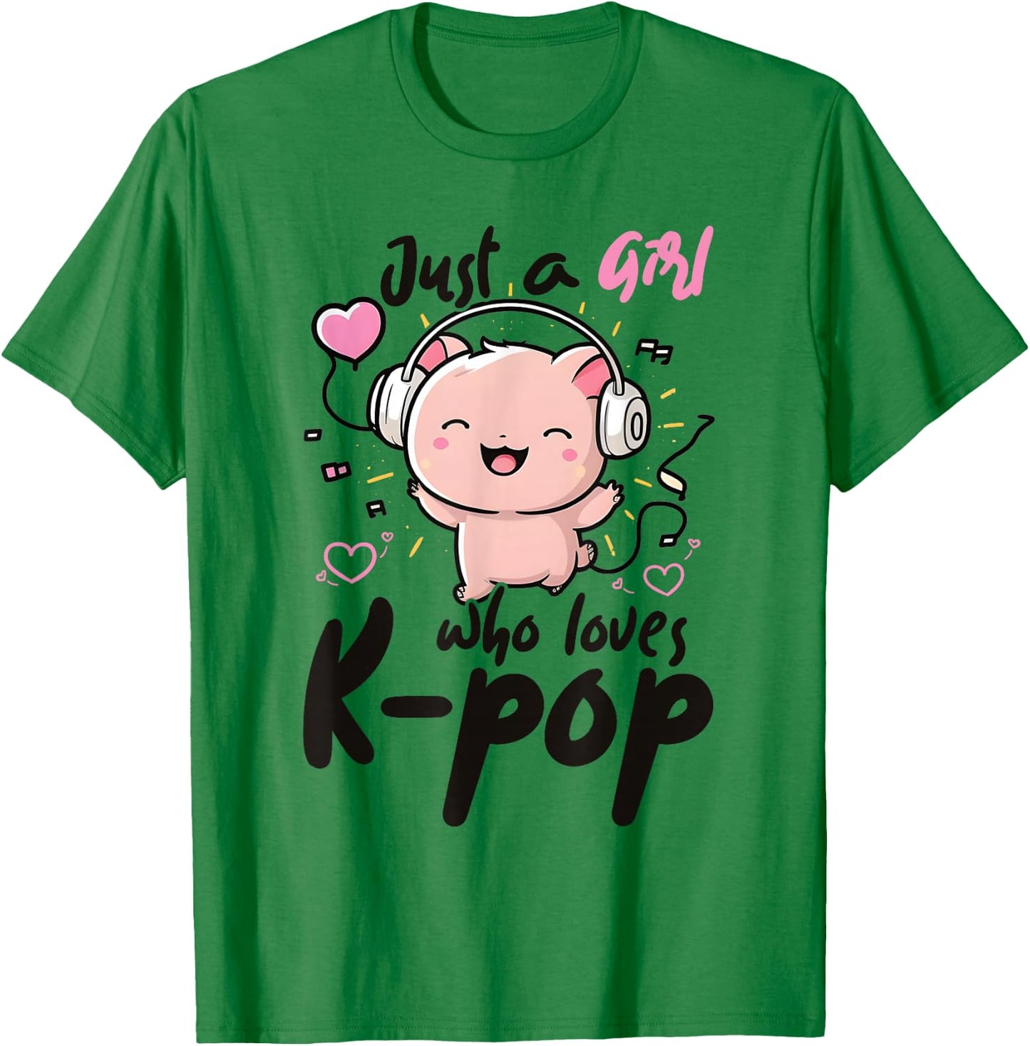 Just a Girl Who Loves K Pop Pig Lover Merch K-Pop Fan Merchandise , gray T-Shirt - T-Shirt | Irish Green