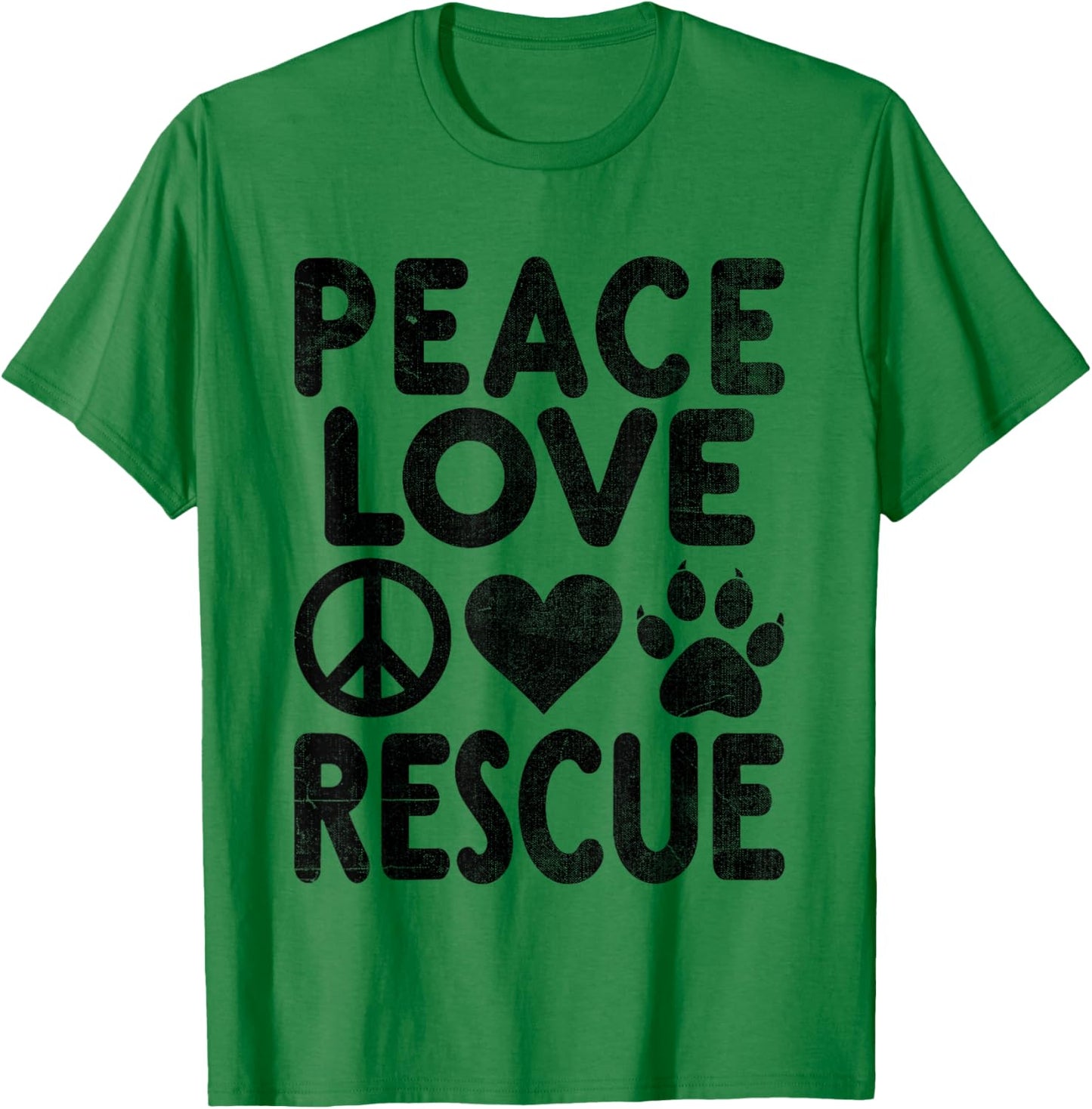 Peace Love Rescue Dog Cat Adoption Dogs Cats T-Shirt - T-Shirt | Irish Green