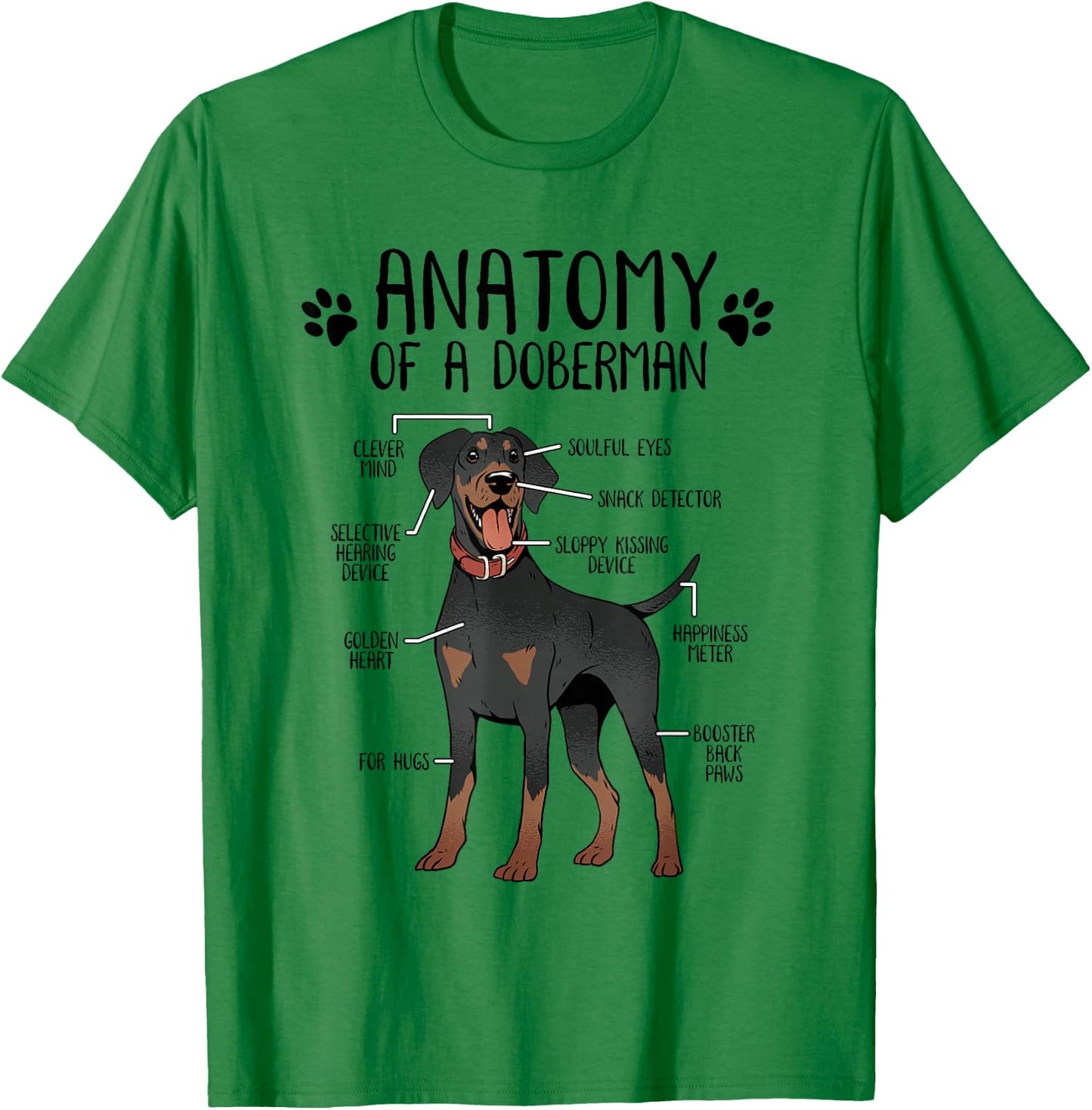 Dobermann Anatomy Dog Pinscher Funny Dog Holder , gray T-Shirt - T-Shirt | Irish Green