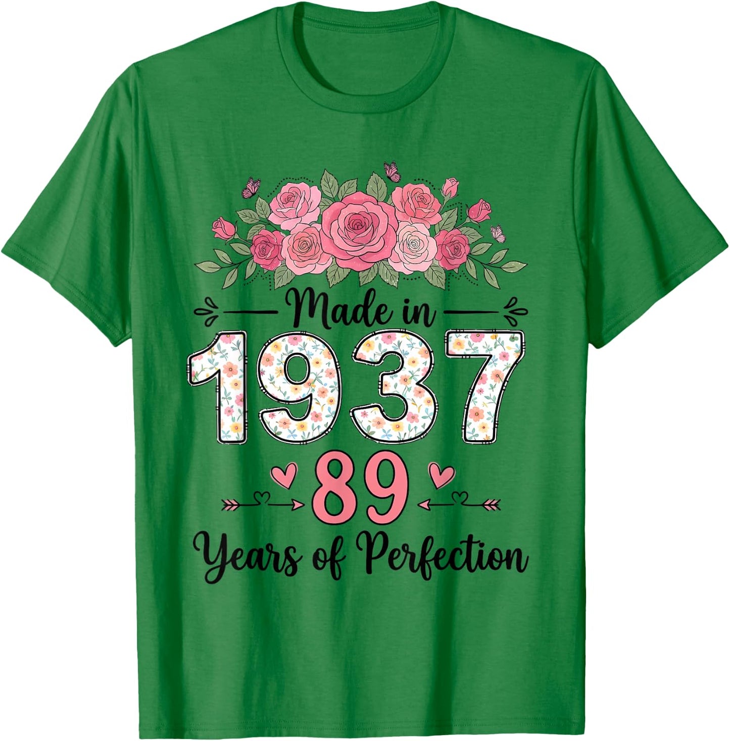 Hergestellt im Jahr 1937, Florale Geschenke zum 89. Geburtstag, Damen ab 89 Jahren T-Shirt - T-Shirt | Irish Green